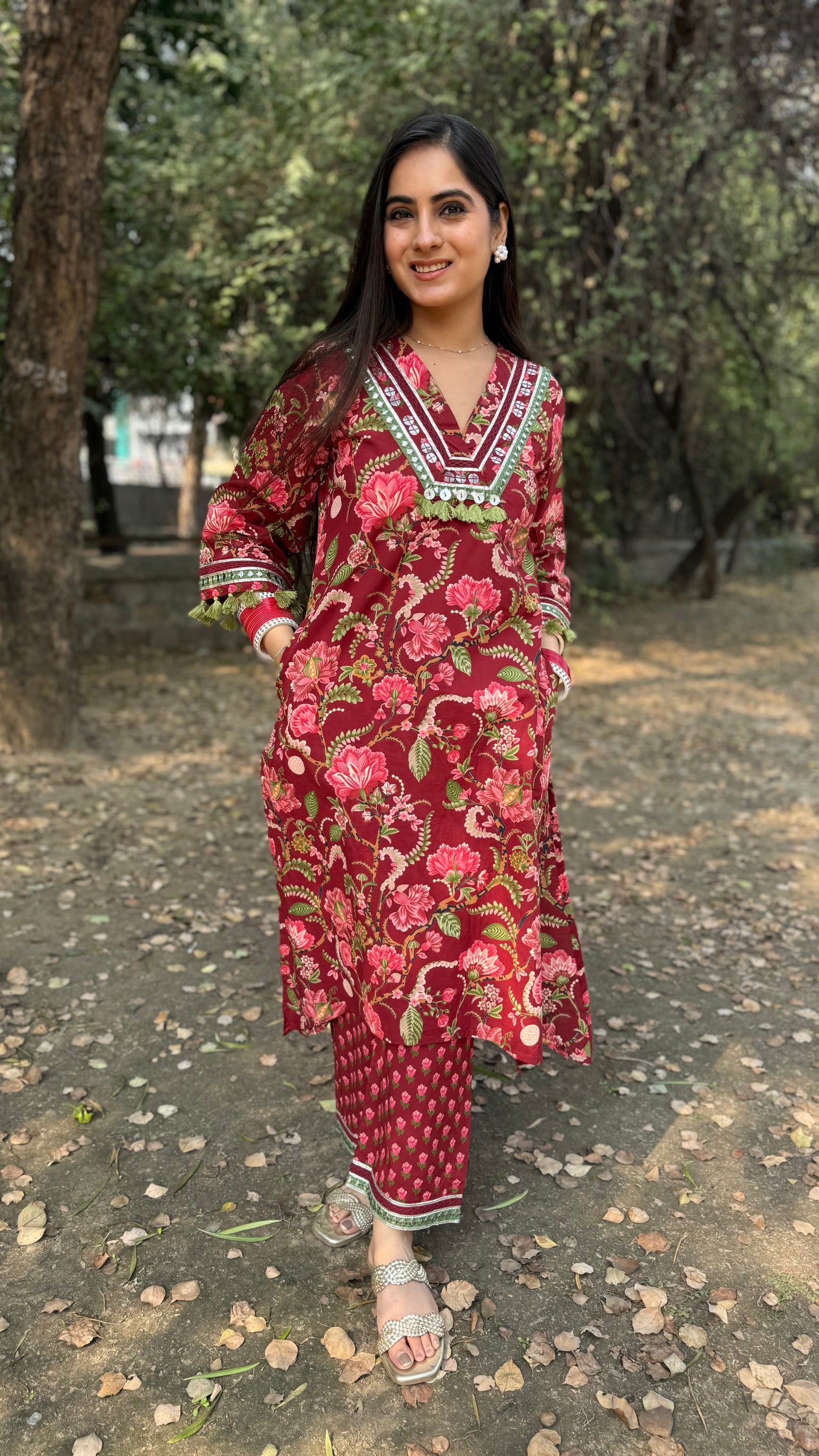 Tara Maroon Coord Set