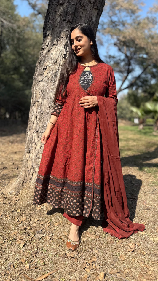Aliya Rust Anarkali Suit