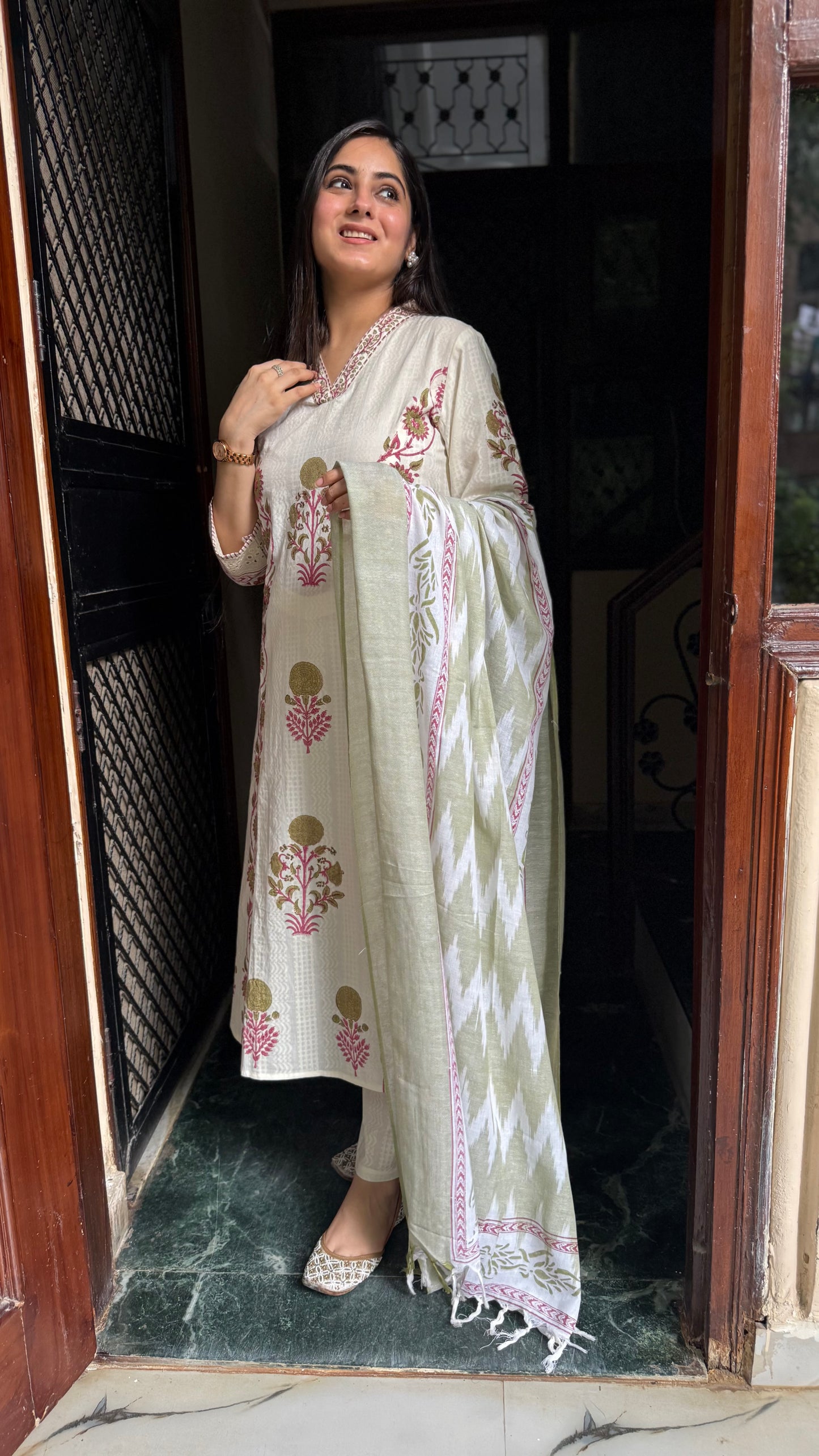 Sakshi Cream A-Line Suit