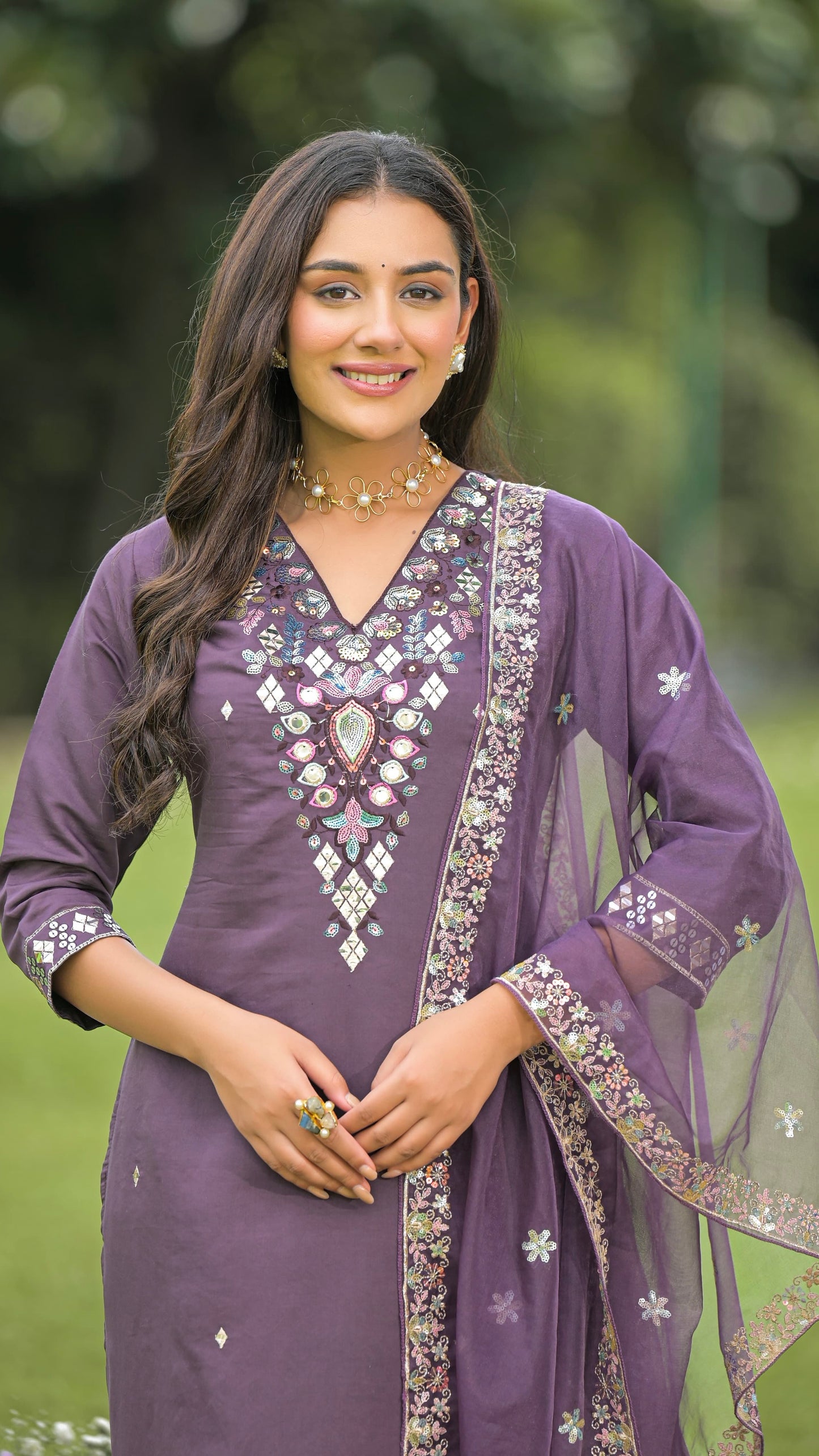 Manika Purple Muslin Suit
