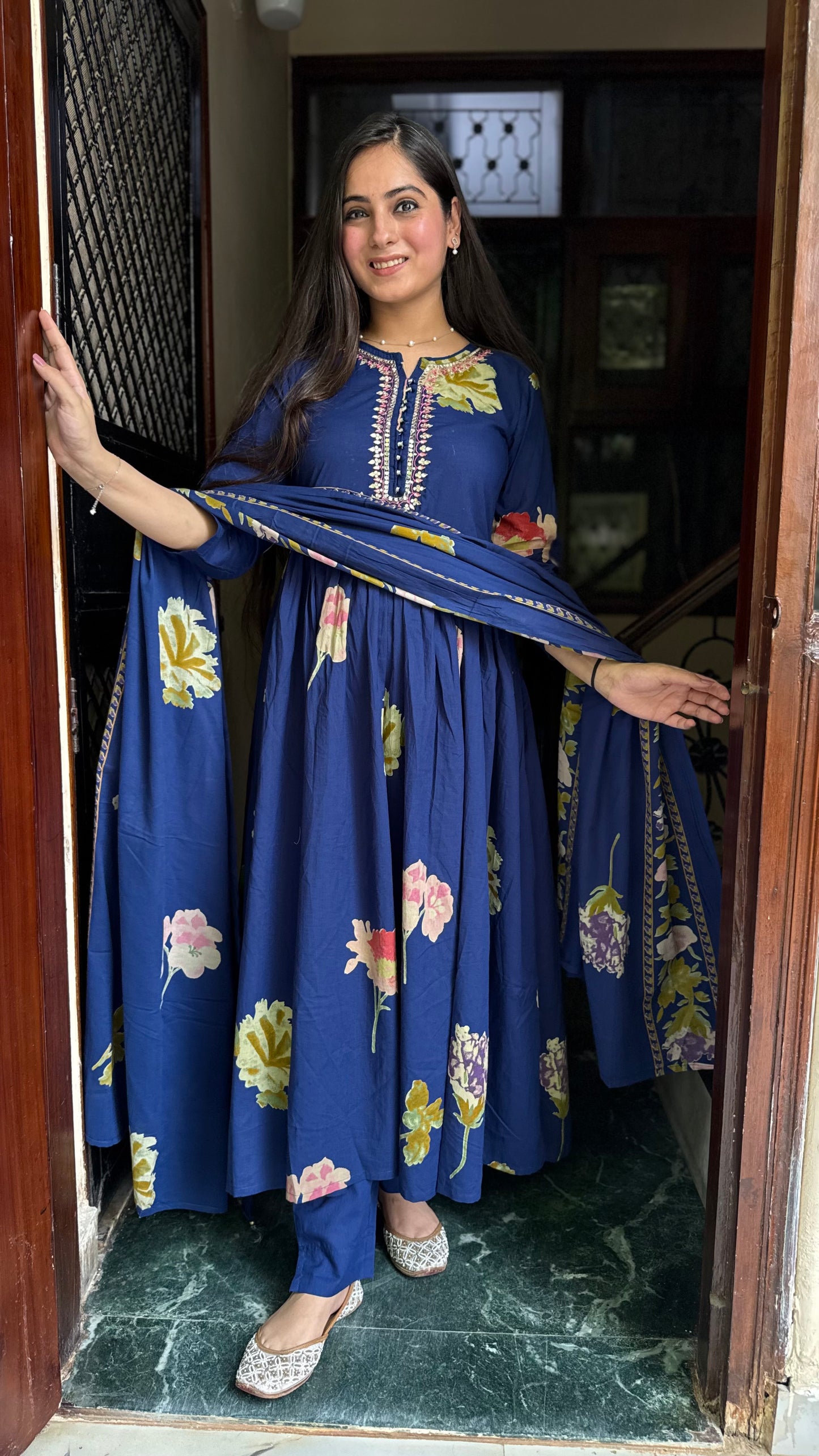 Veena Blue Flared Suit