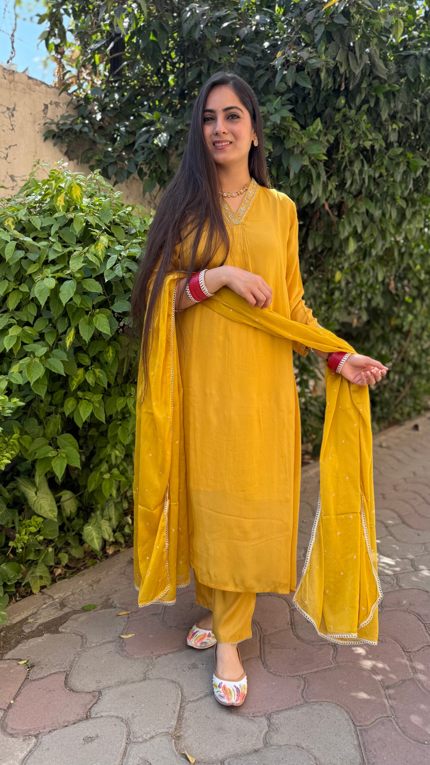 Sana Mustard Chinnon Suit