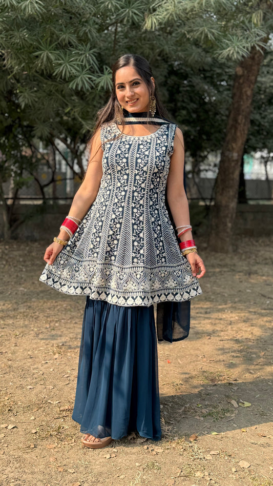 Saanvi Teal Sharara Suit