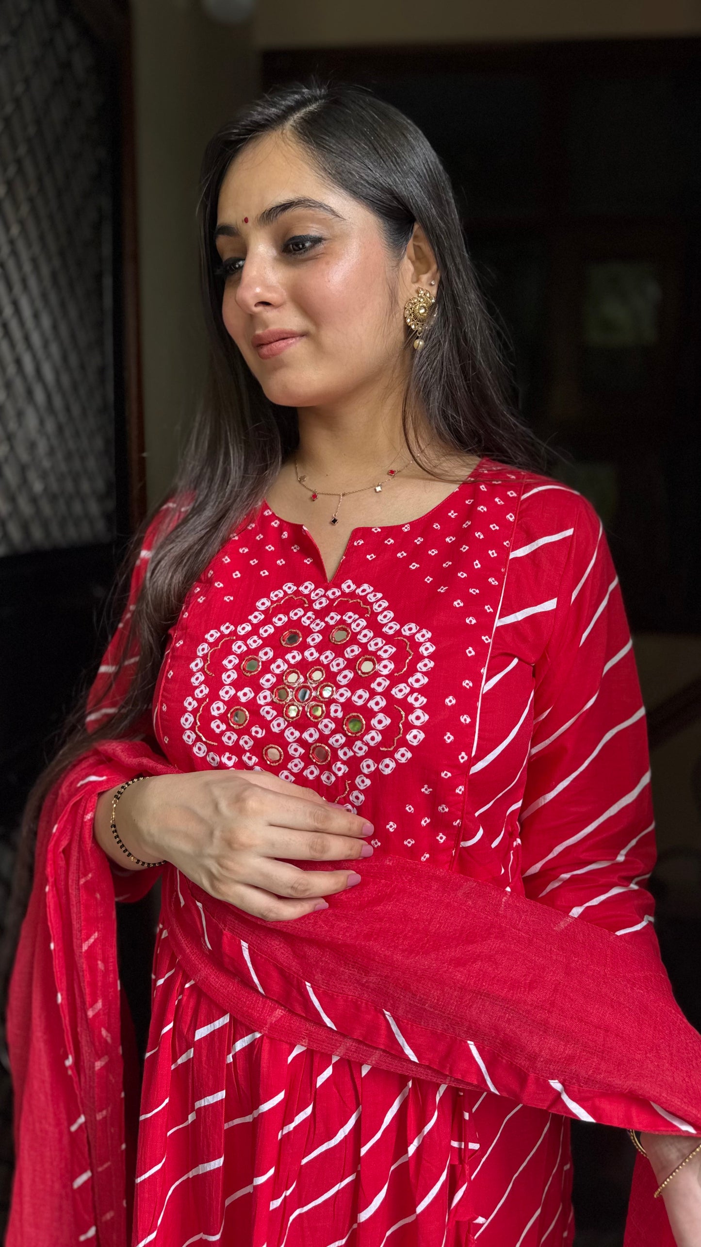Richa Red Bandhej Suit
