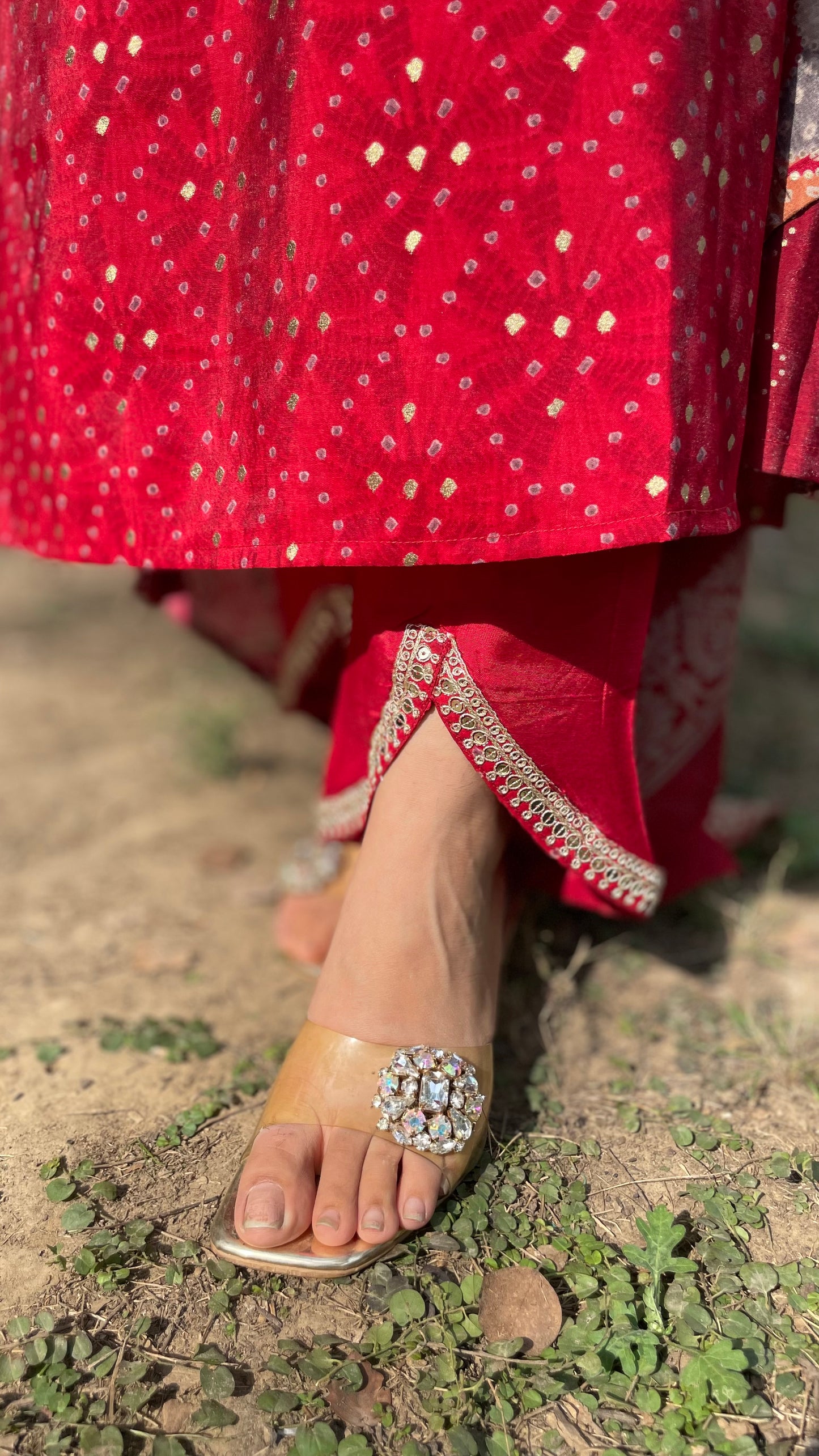 Rooh Red Muslin Suit