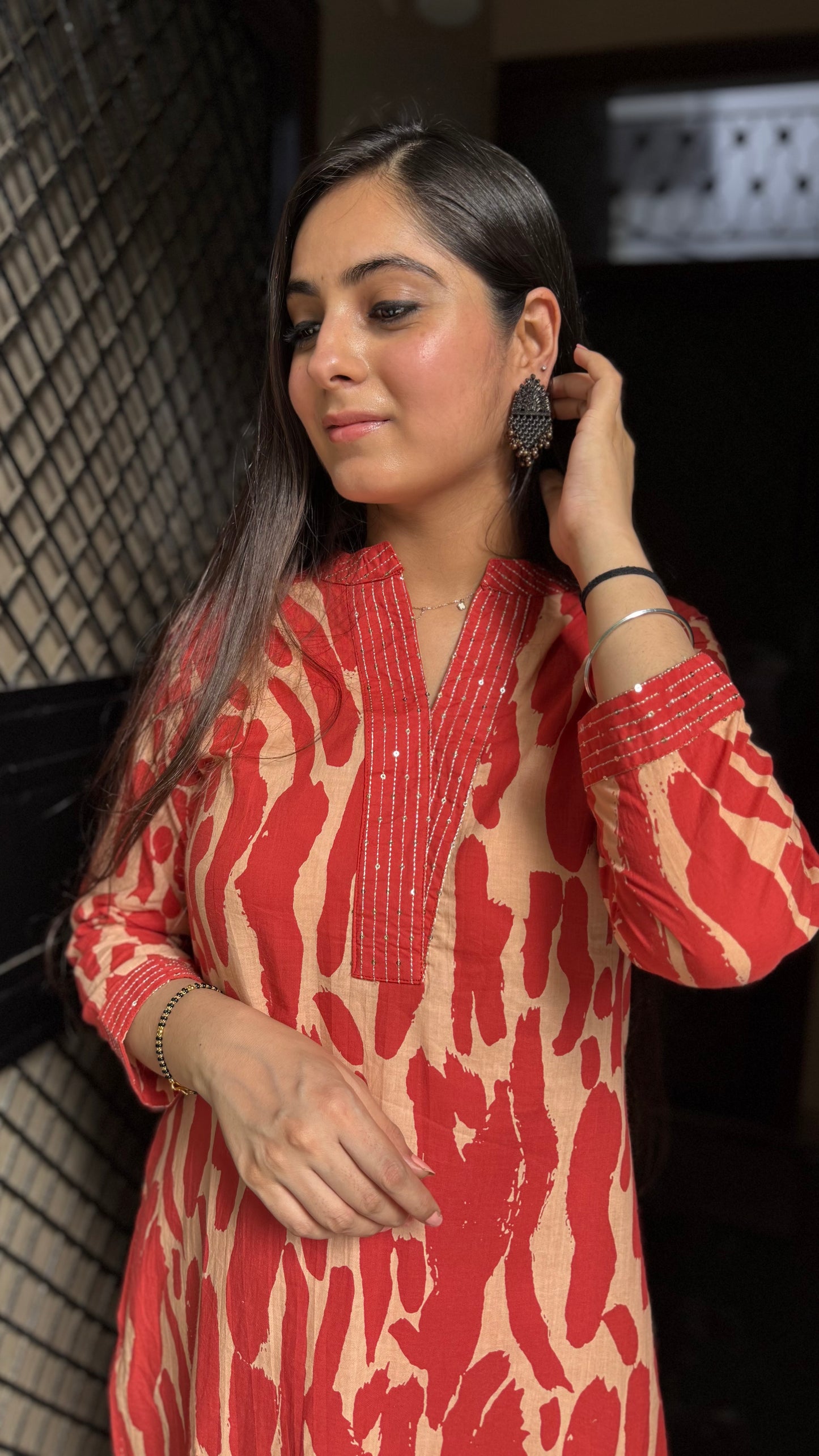 Nidhi Brick Red Kurta Pant Set