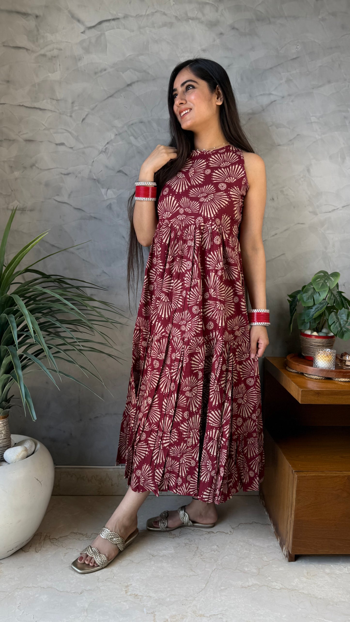 Mansi Maroon Strap Dress