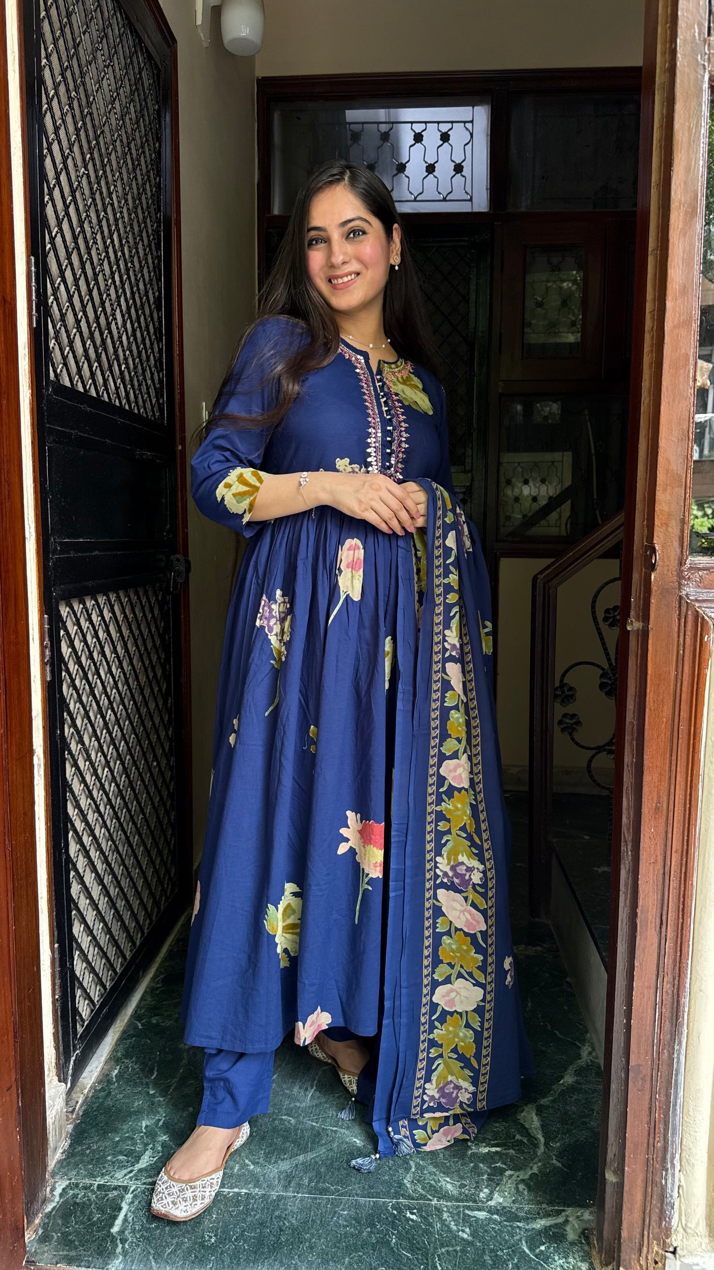 Veena Blue Flared Suit