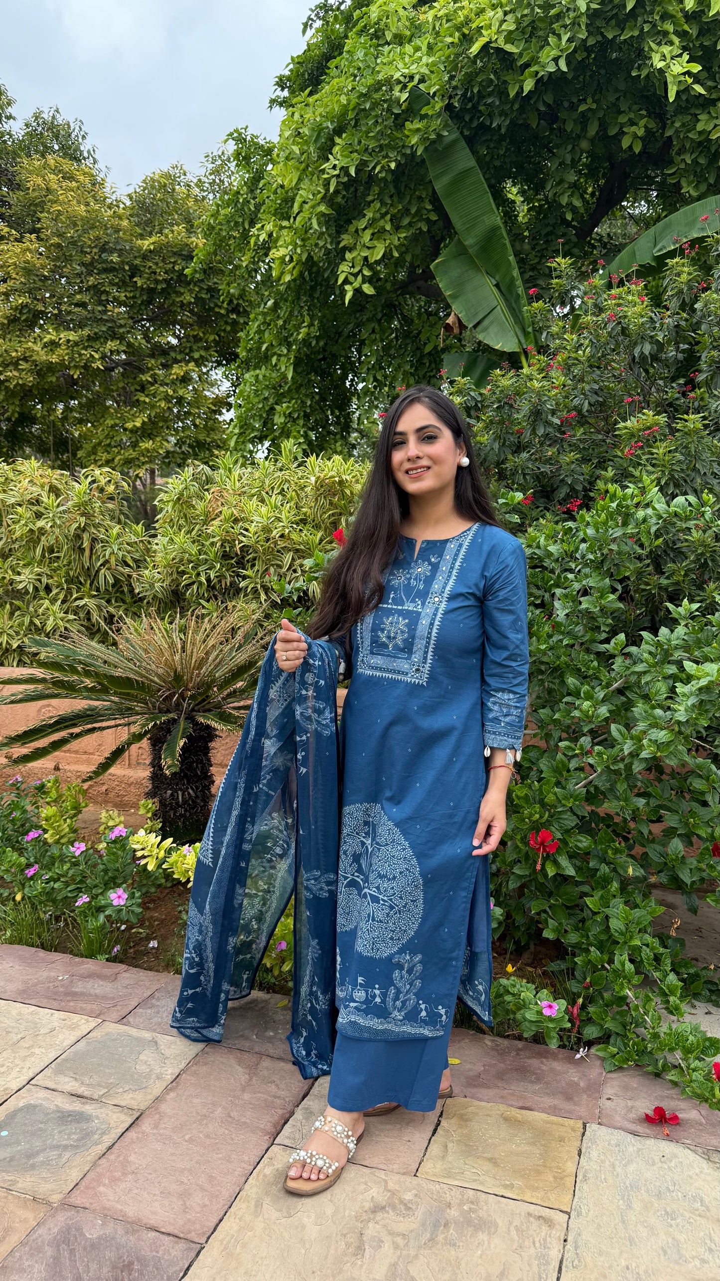 Blue Motif Suit Set