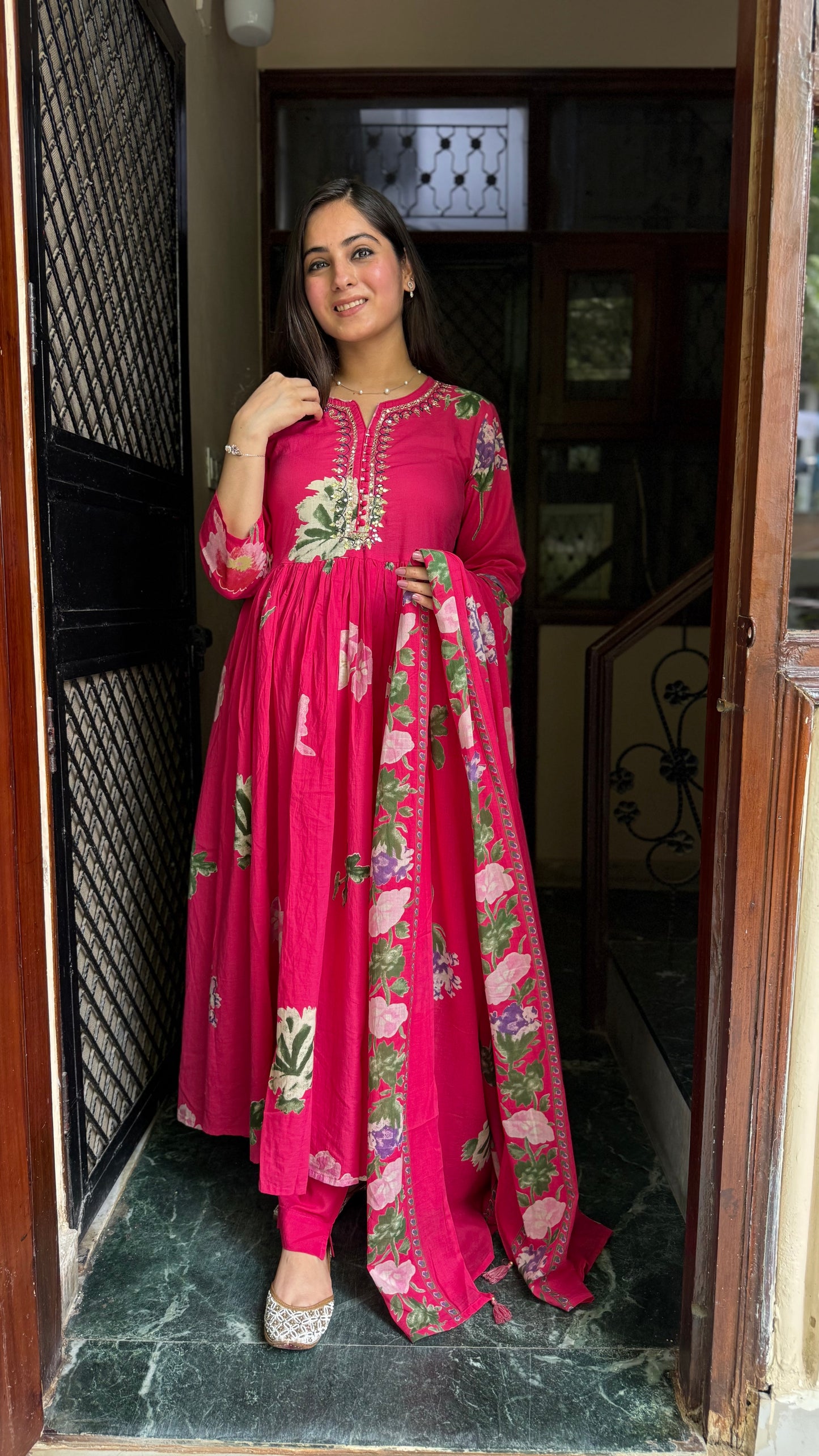 Veena Pink Flared Suit