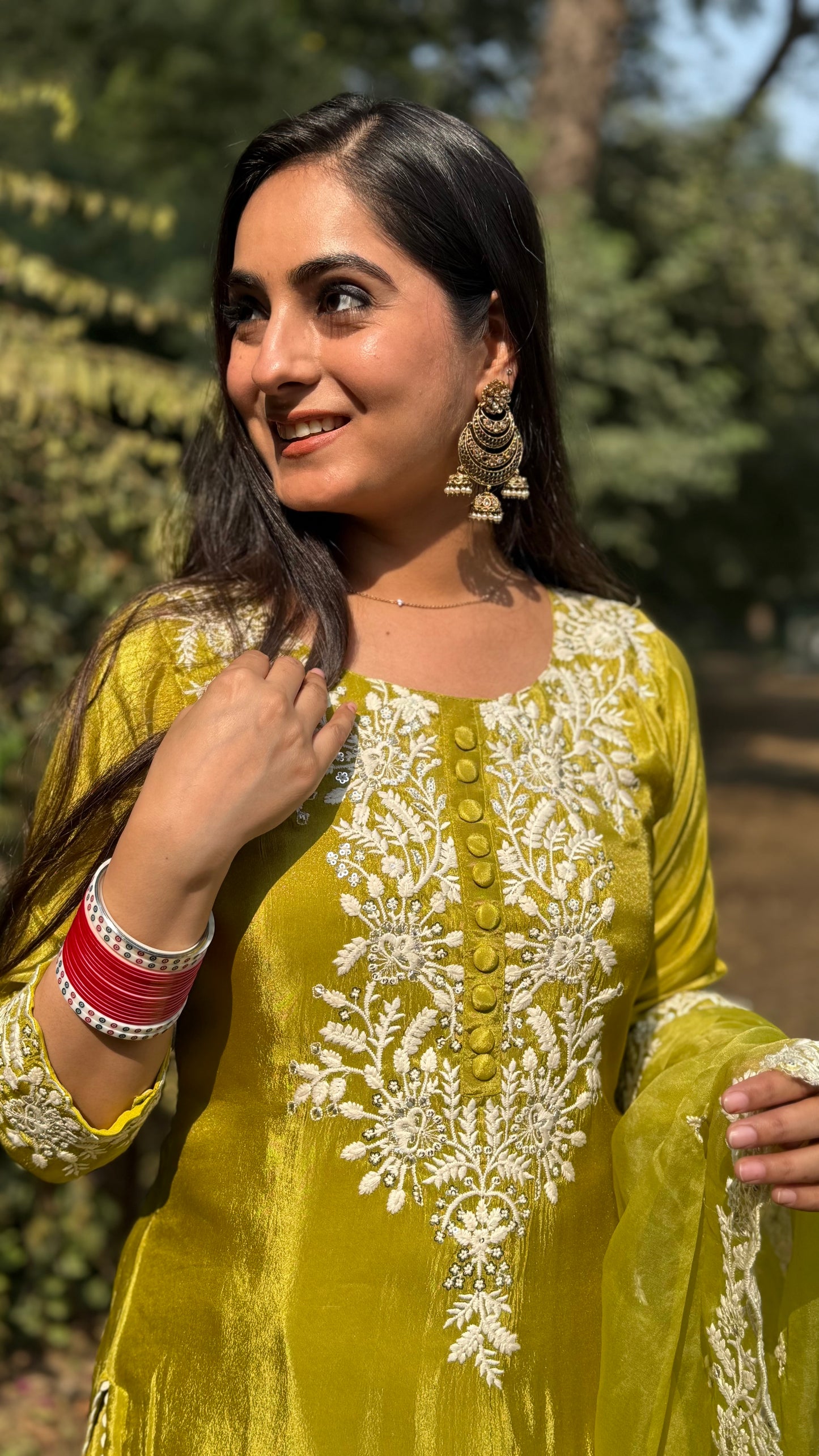Lime Green Embroidered Suit