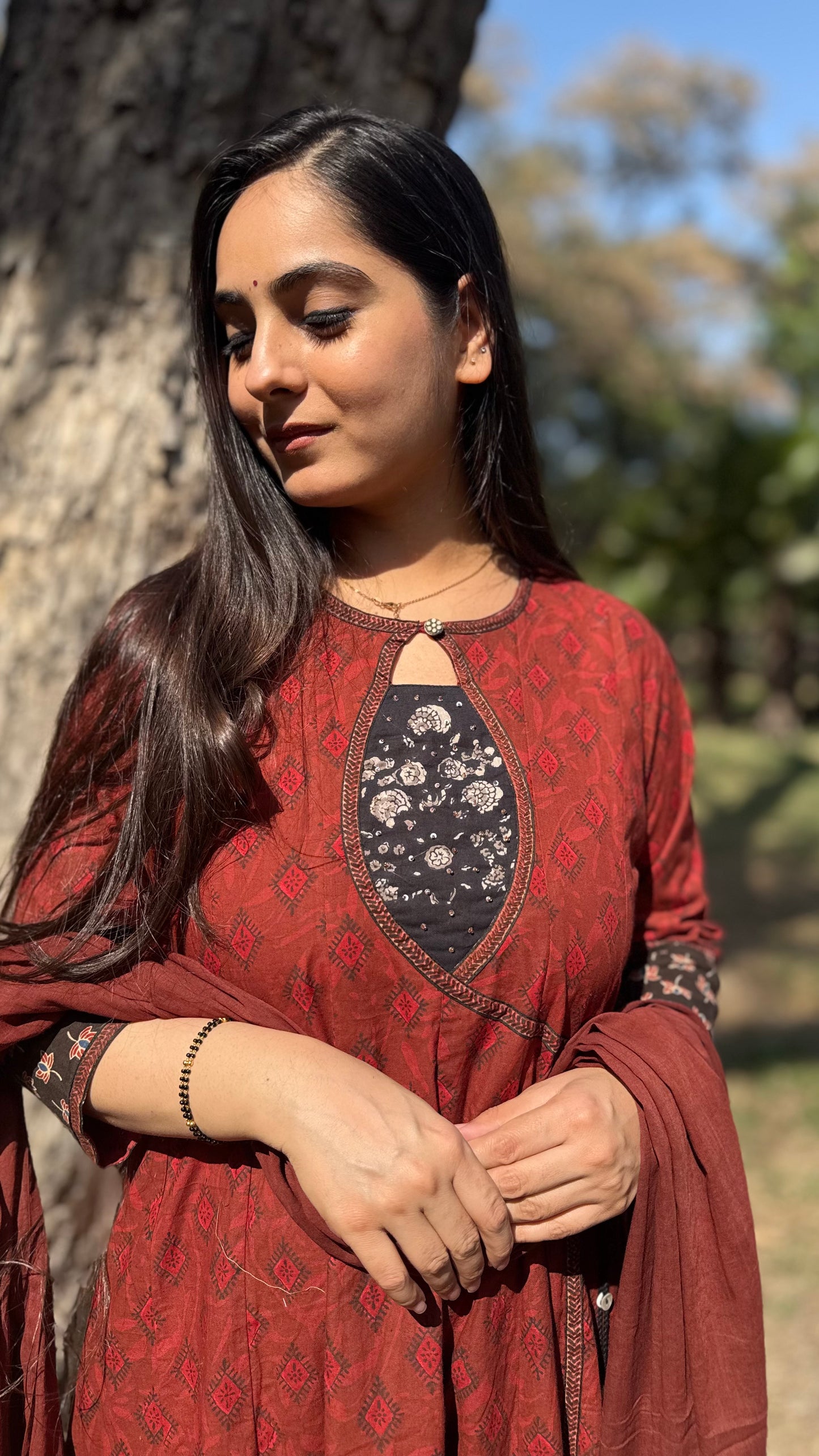 Aliya Rust Anarkali Suit