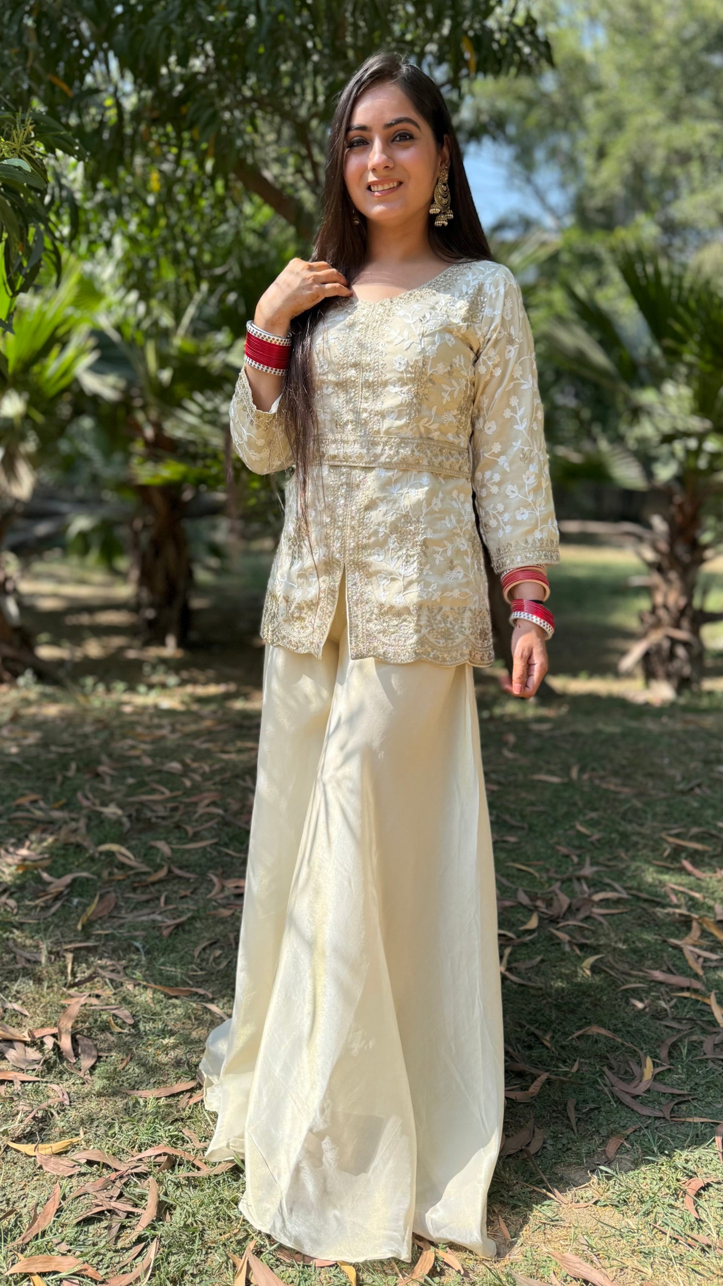 Ivory Golden Flared Set