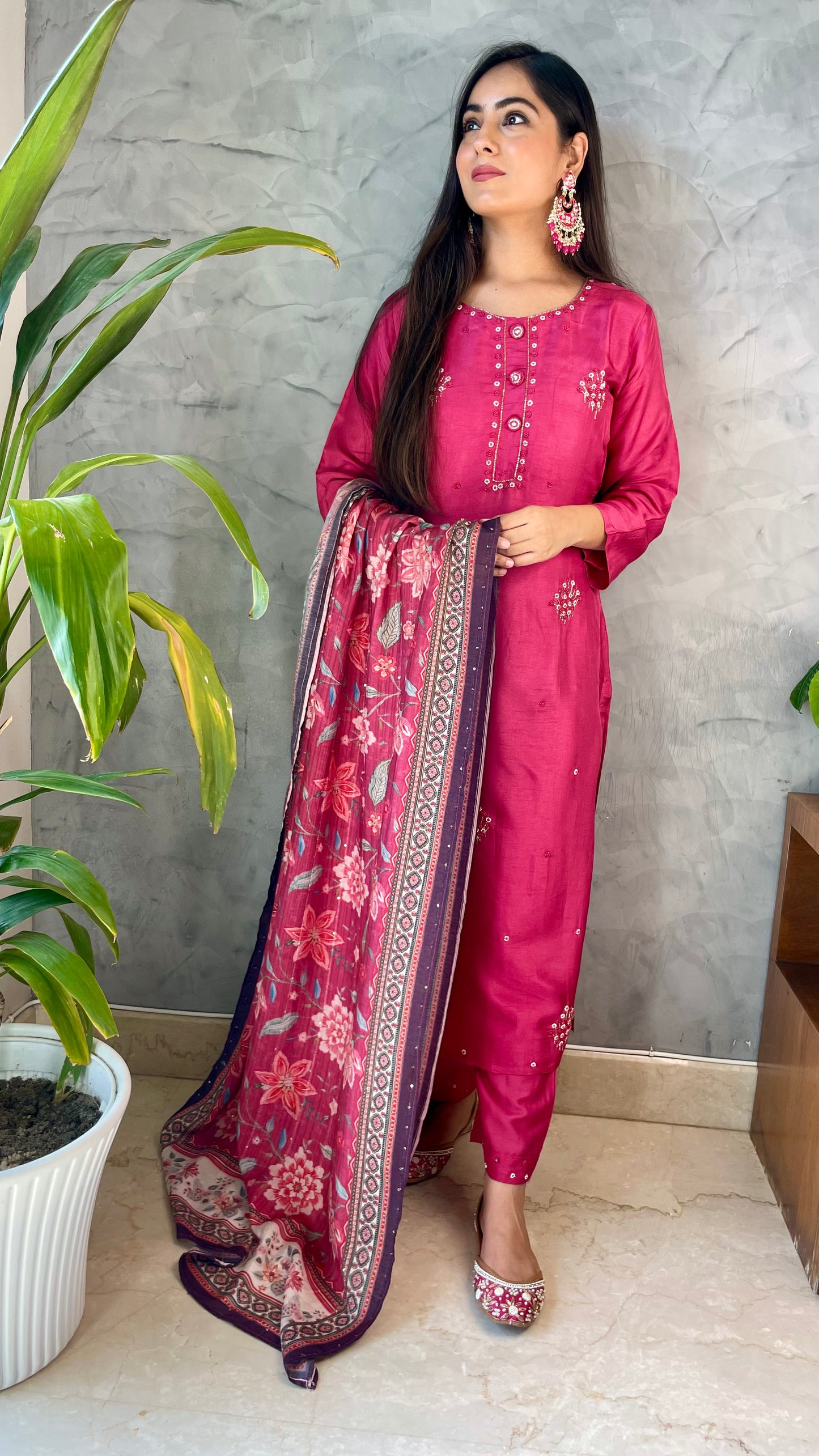 Asha Pink Hand Embroidered Suit