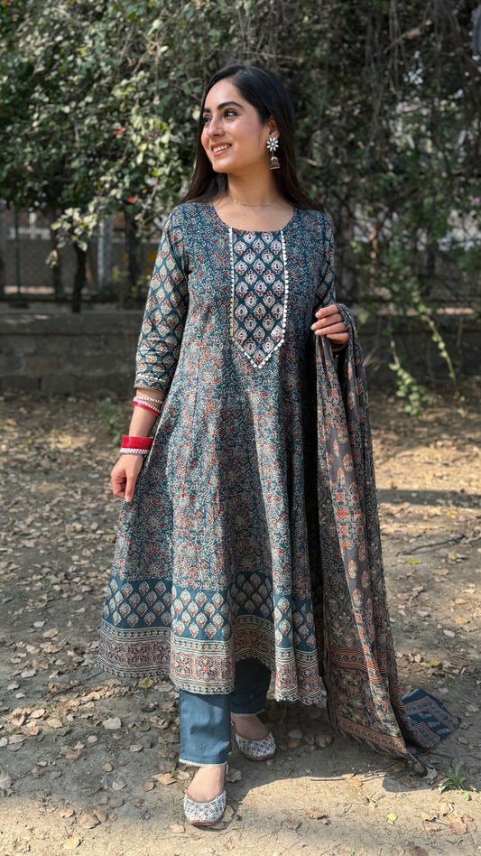 Sanya Charcoal Blue Anarkali Suit