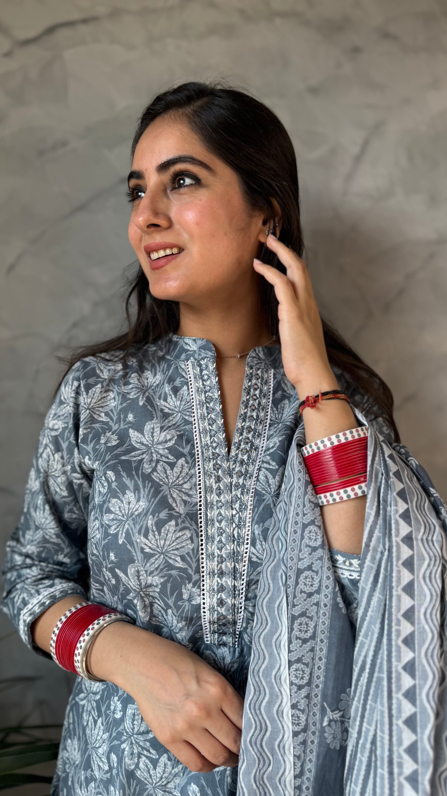 Ankita Pastel Grey Cotton Suit