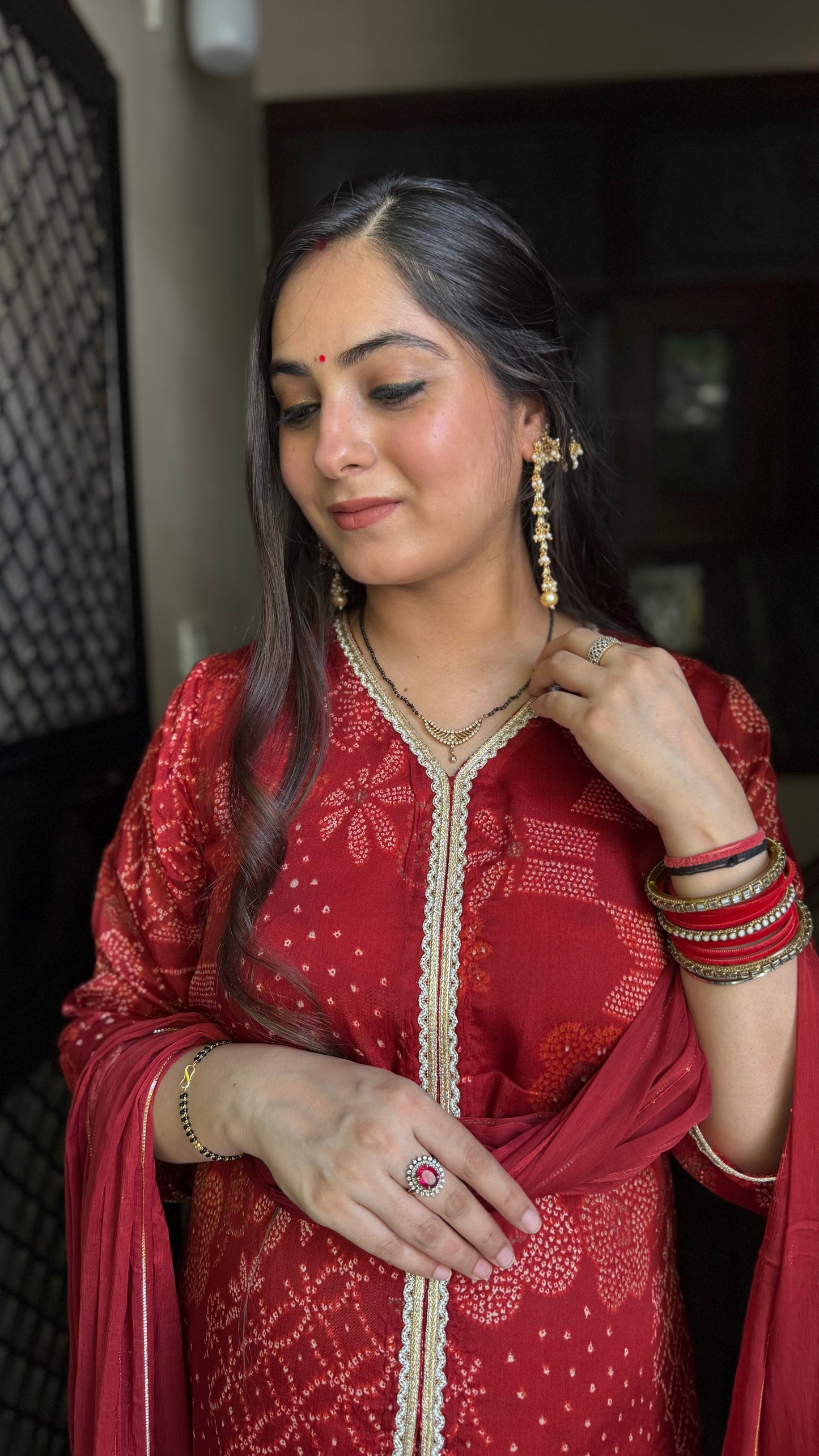 Fiza Garnet Chinnon Garara Suit