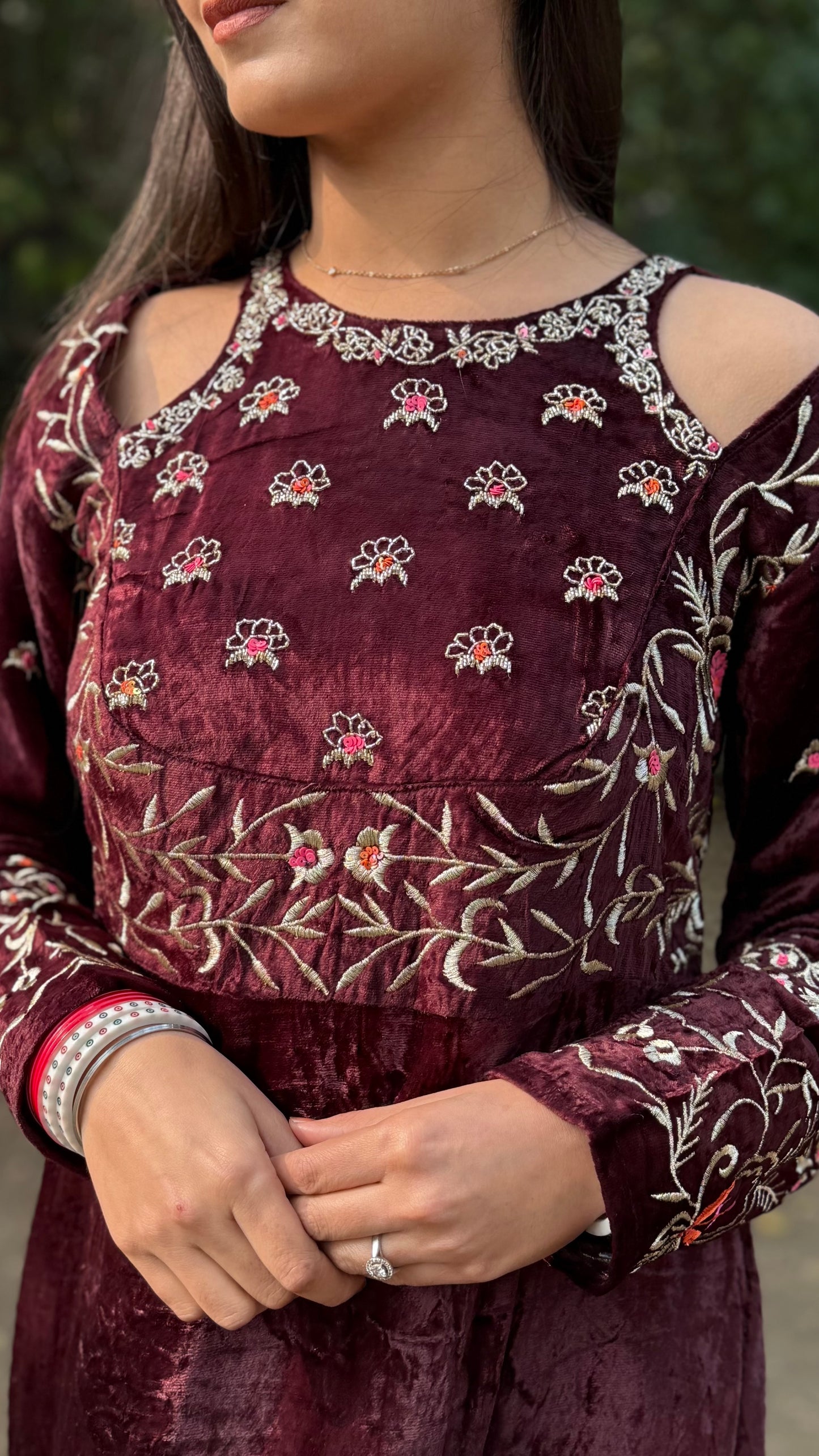 Komal Dark Brown Velvet Suit