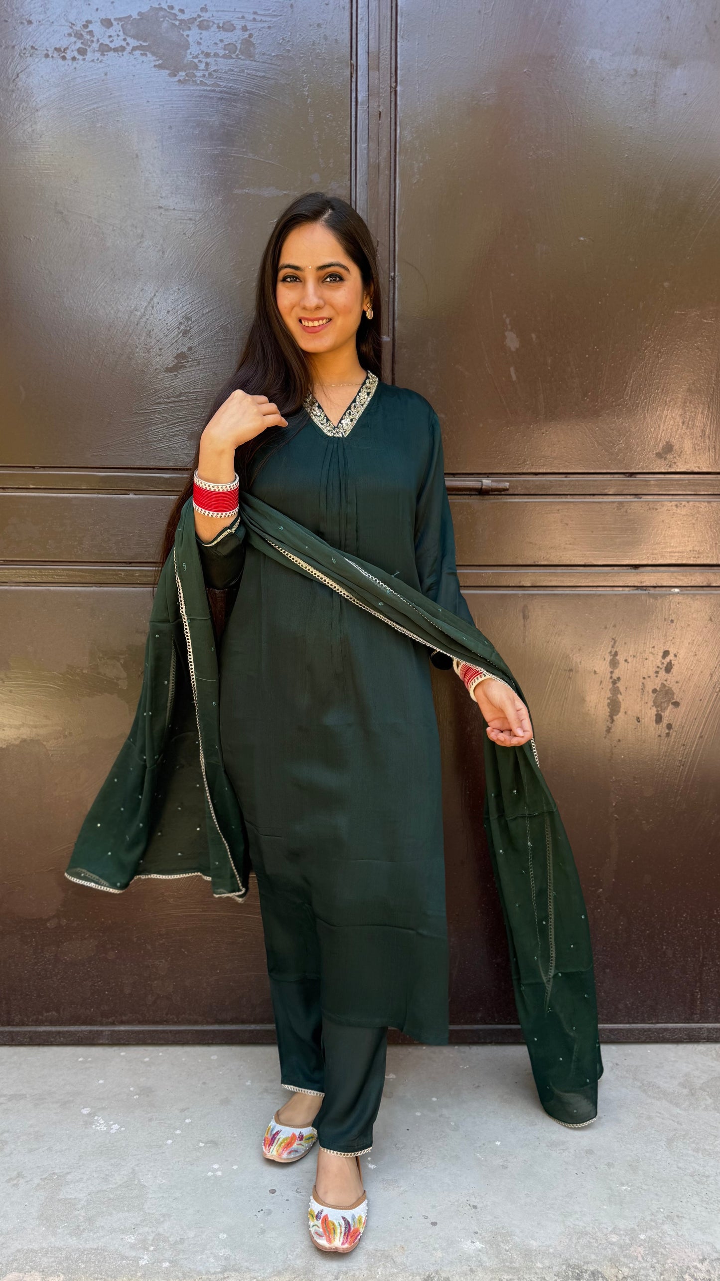 Sana Green Chinnon Suit