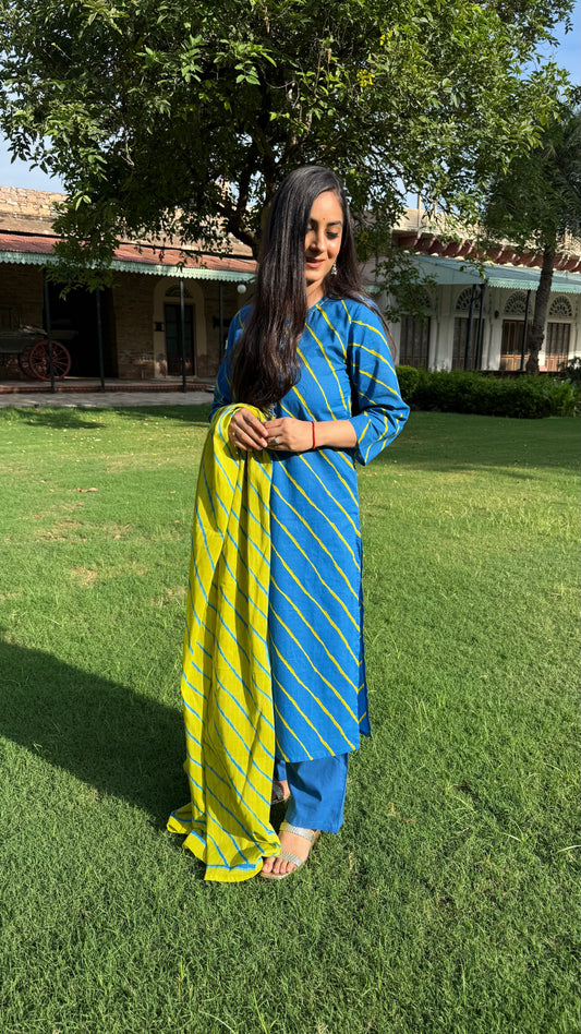 Priya Blue Leheriya Suit Set