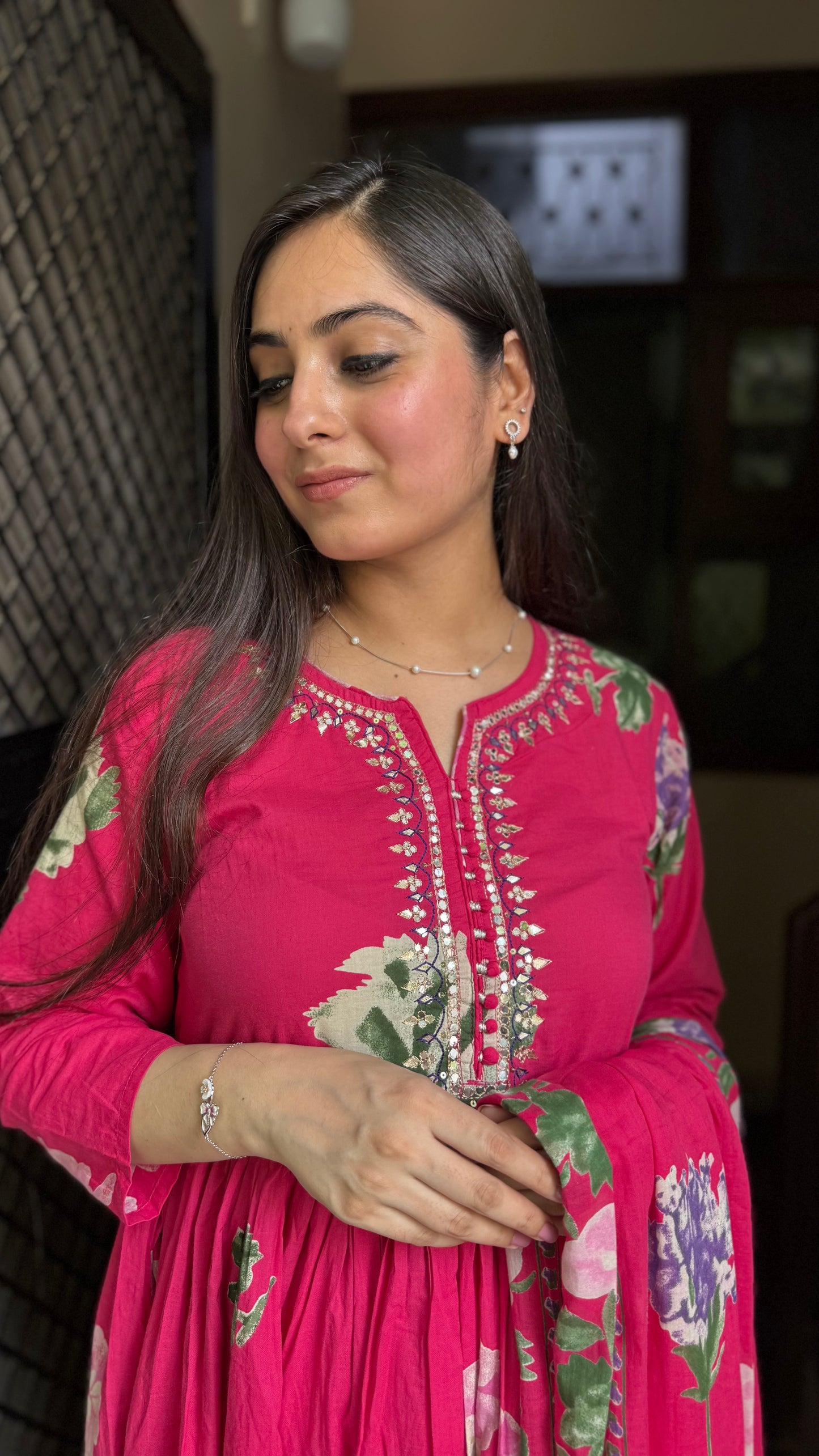 Veena Pink Flared Suit