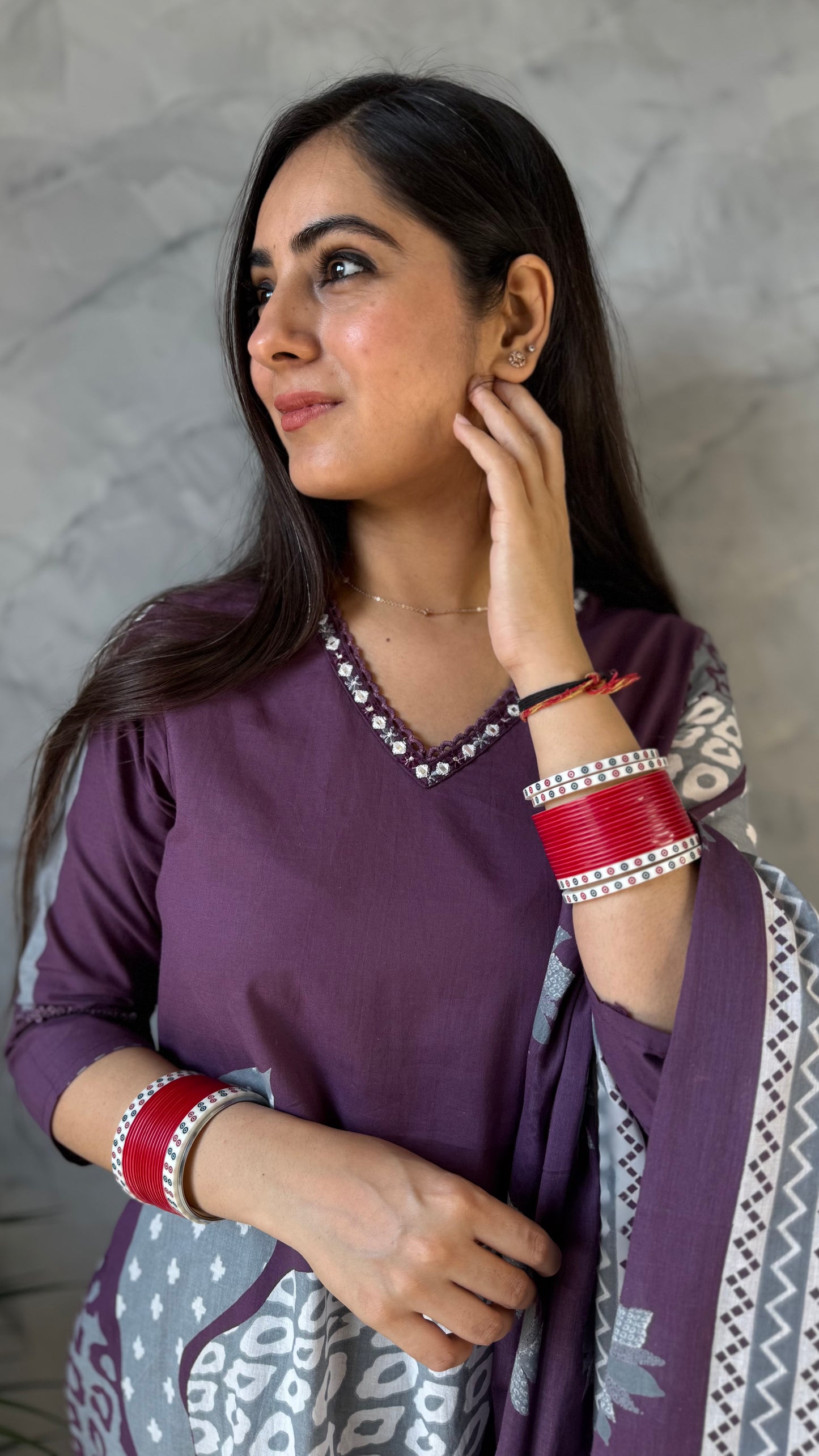 Archana Purple Grey Printed Suit