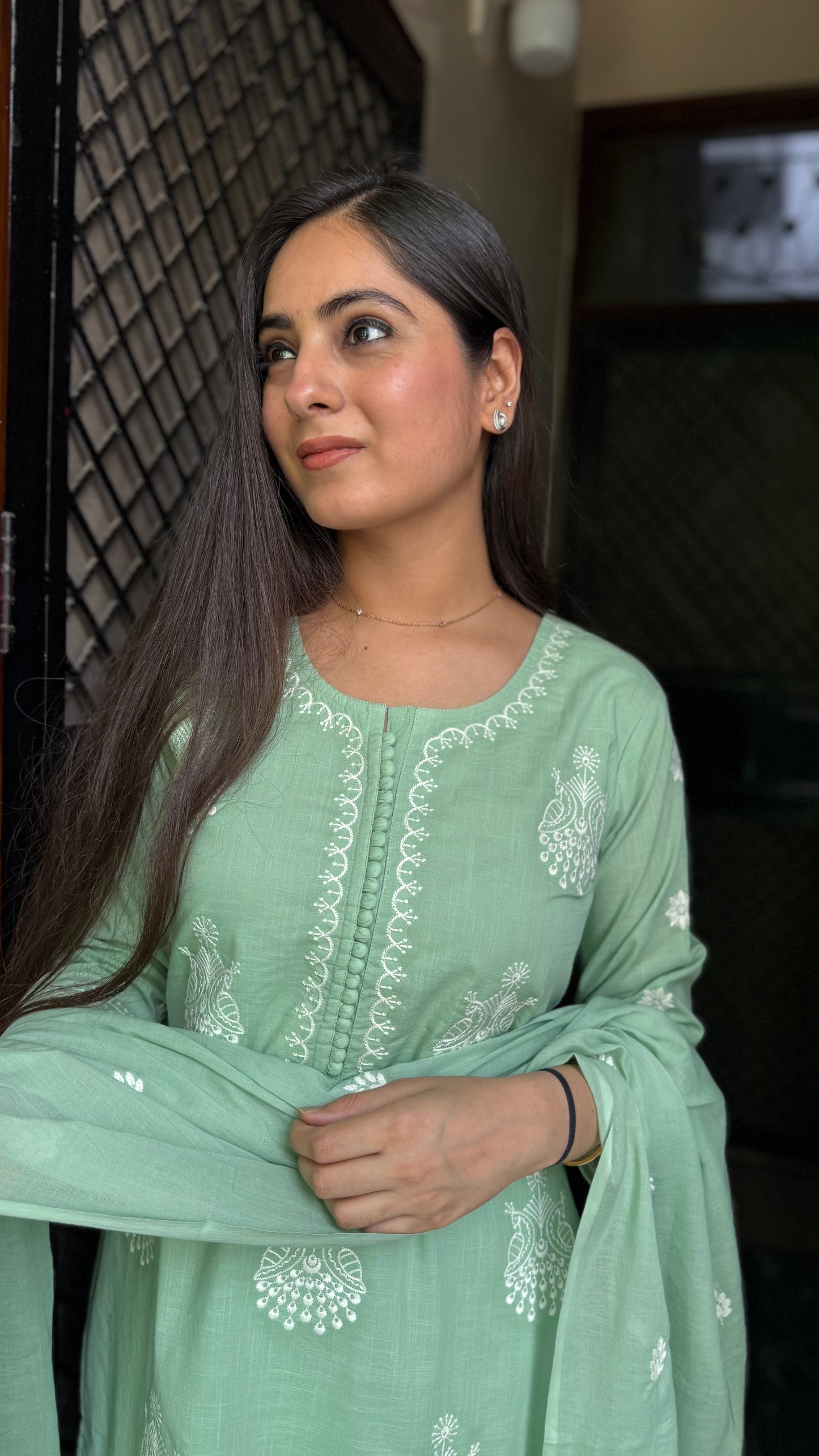 Meera Pastel Green Embroidered Suit