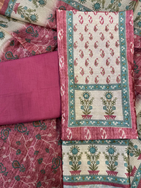 Zara Pink Embroidered Unstitched Suit