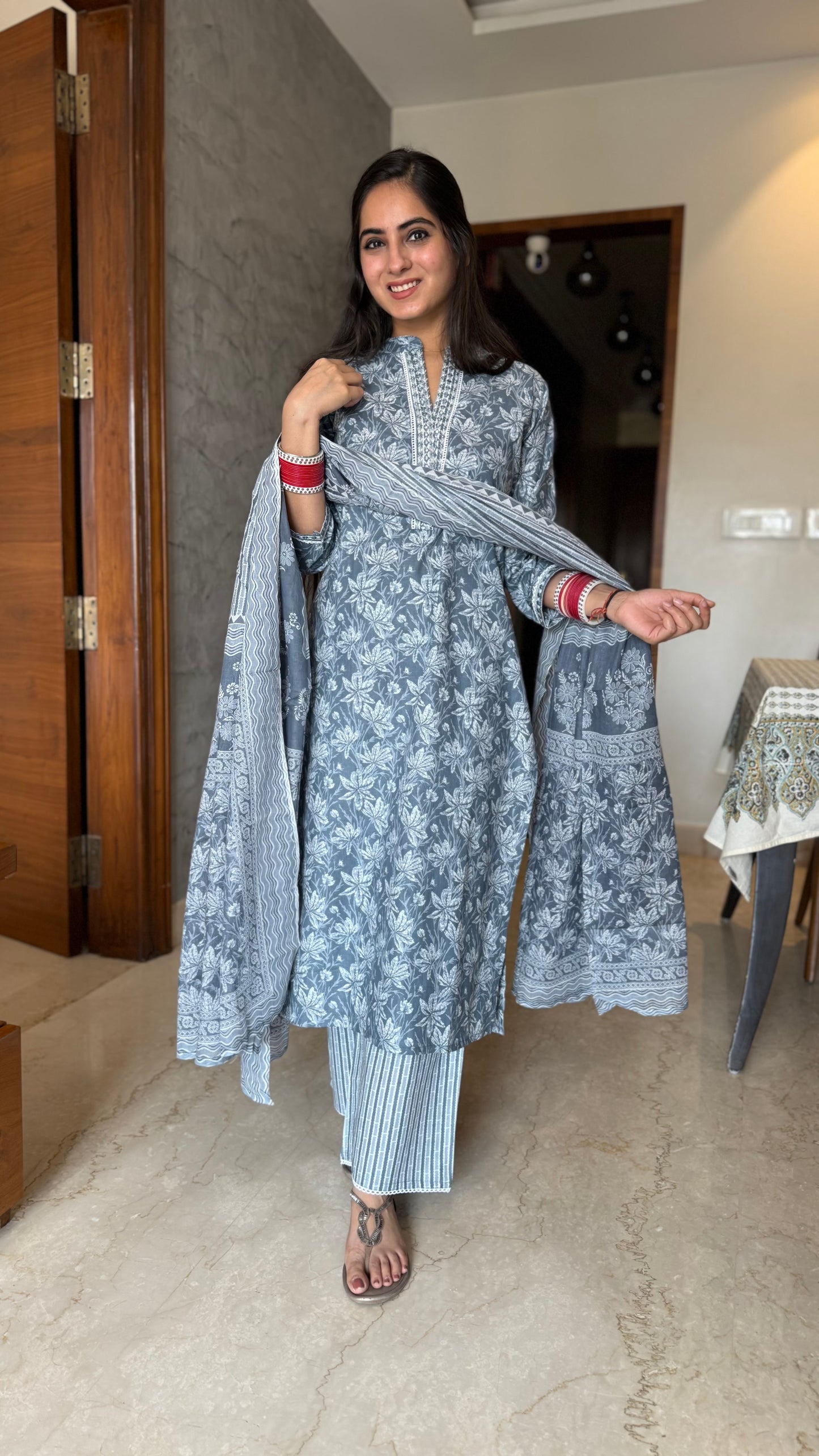 Ankita Pastel Grey Cotton Suit