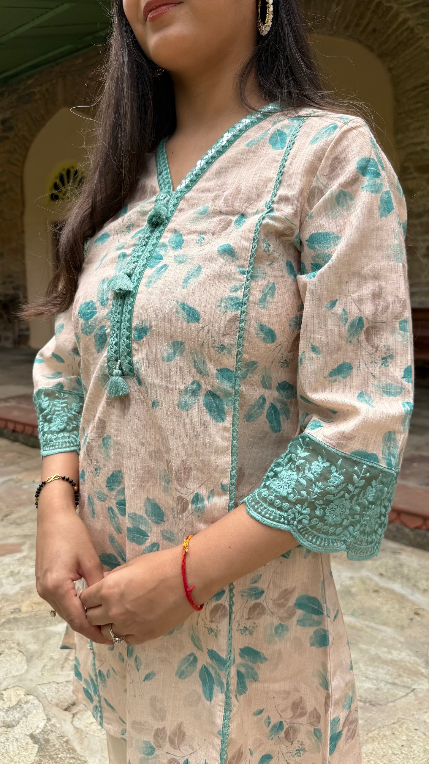 Roohani Teal Coral Co-ord Set