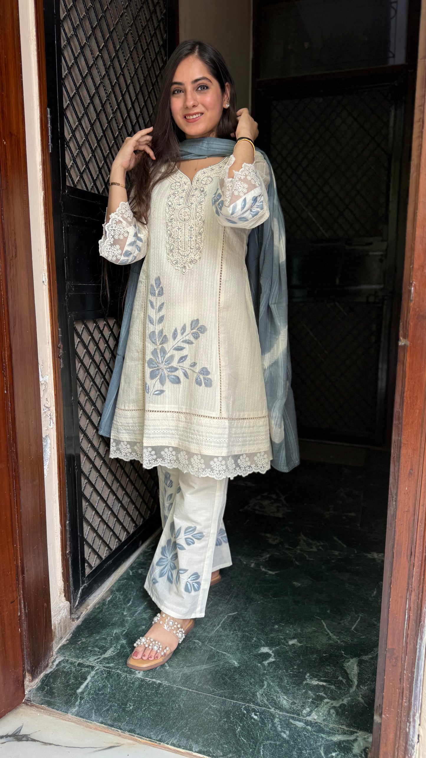 Komal Cream A-line Suit