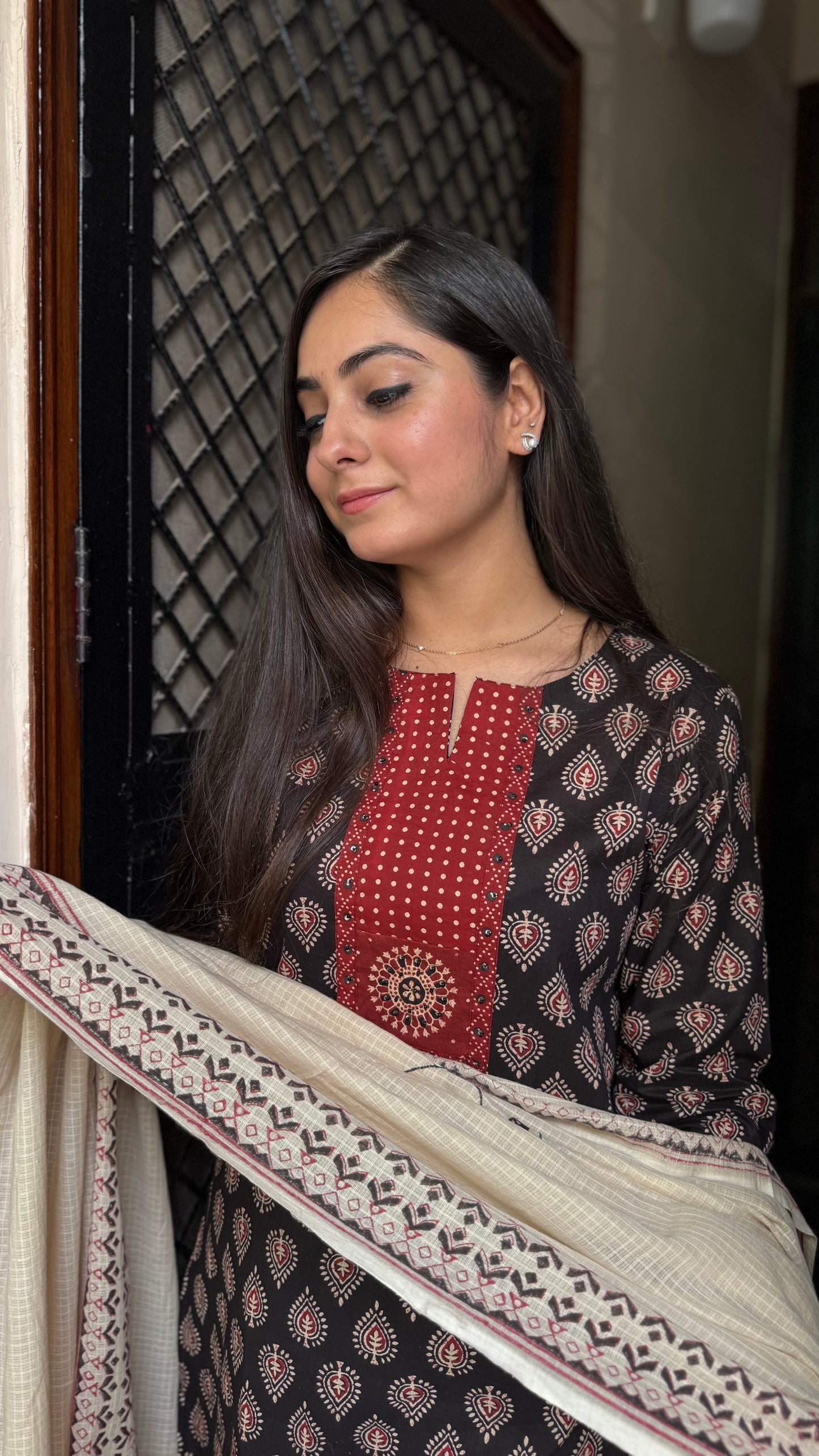 Chahat Black Cotton Suit