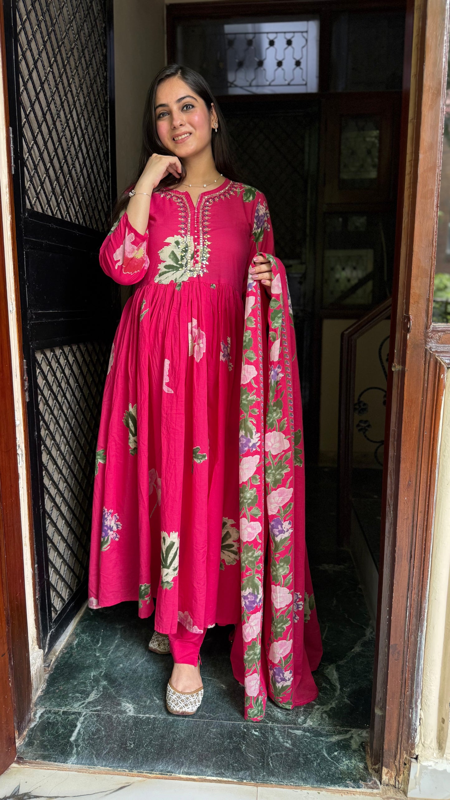 Veena Pink Flared Suit