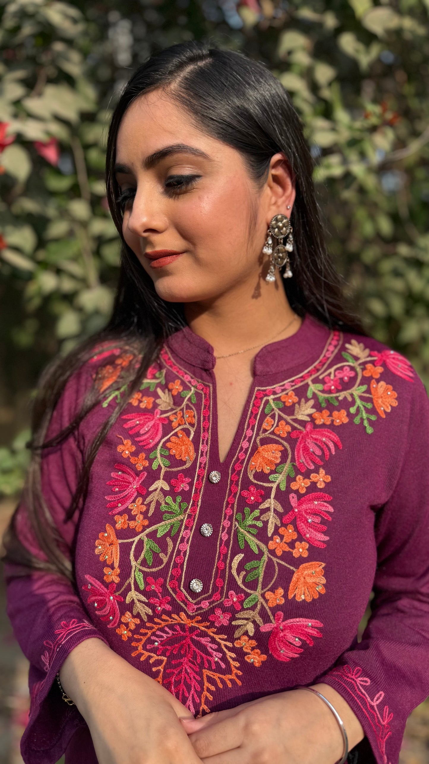Neha Wine Woollen Coord Set