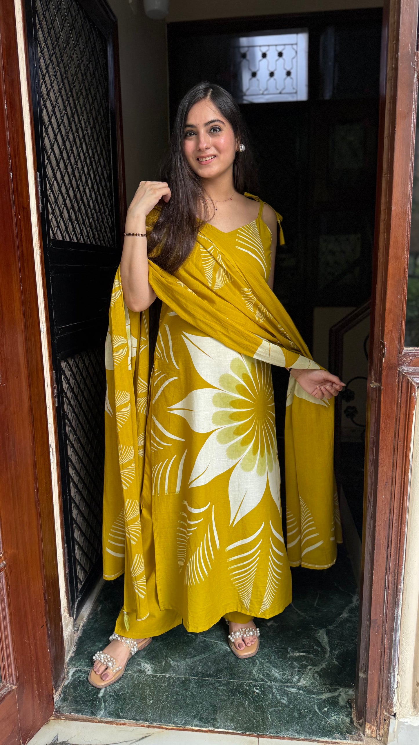 Chhavi Mustard Strap Suit