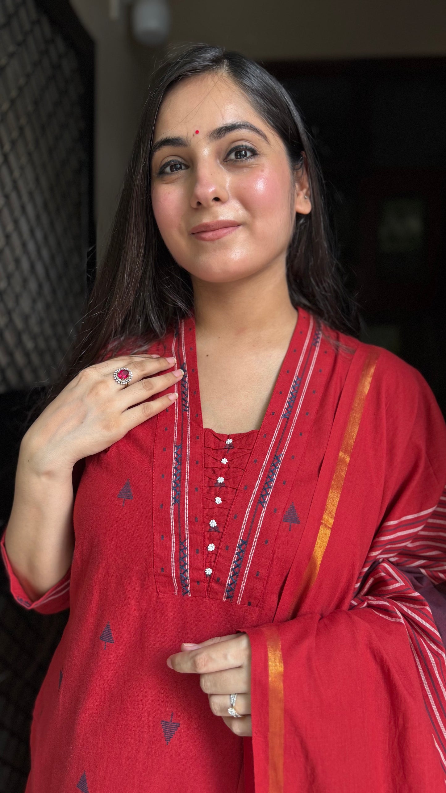 Neha Red Handloom Suit