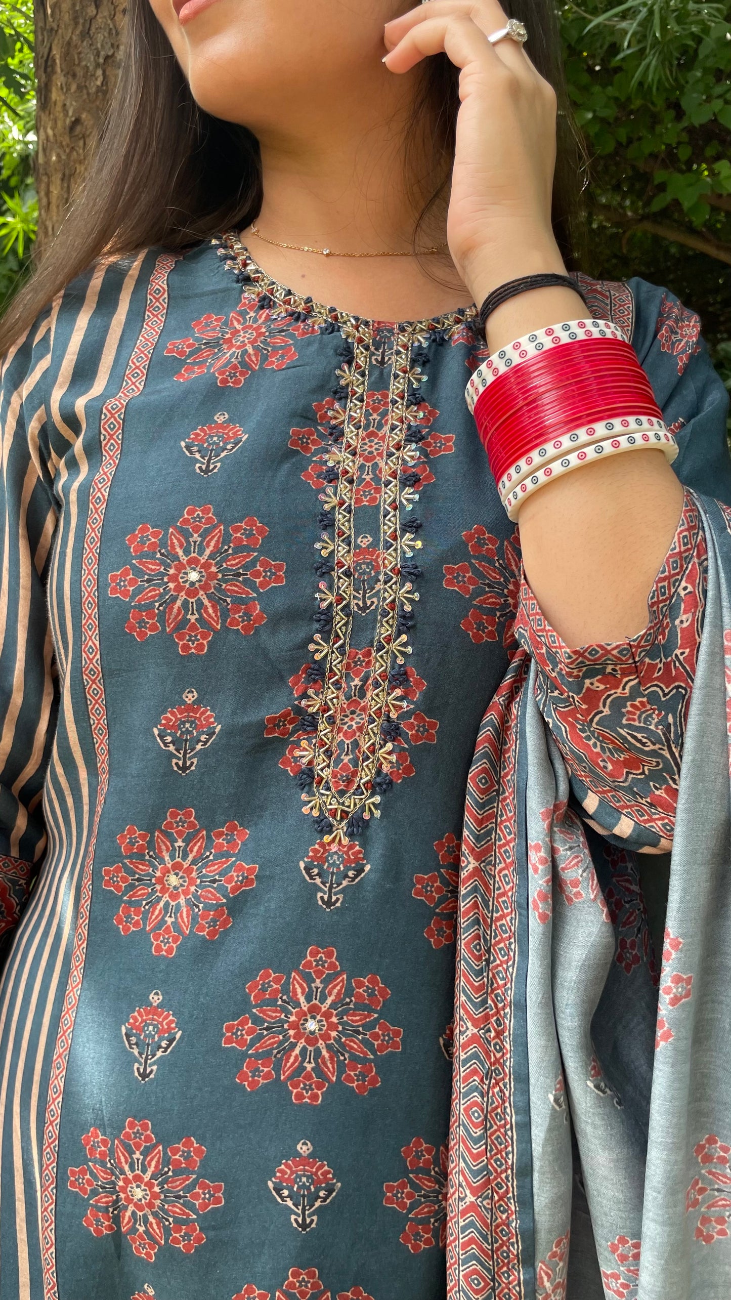 Beena Charcoal Blue Suit