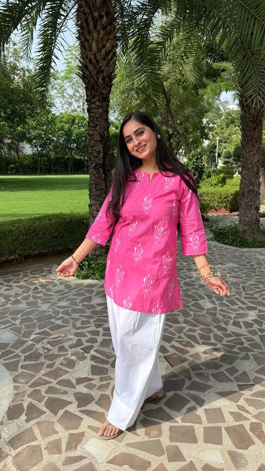 Pink Gulnaar Farshi Co-ord Set