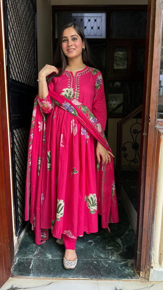 Veena Pink Flared Suit