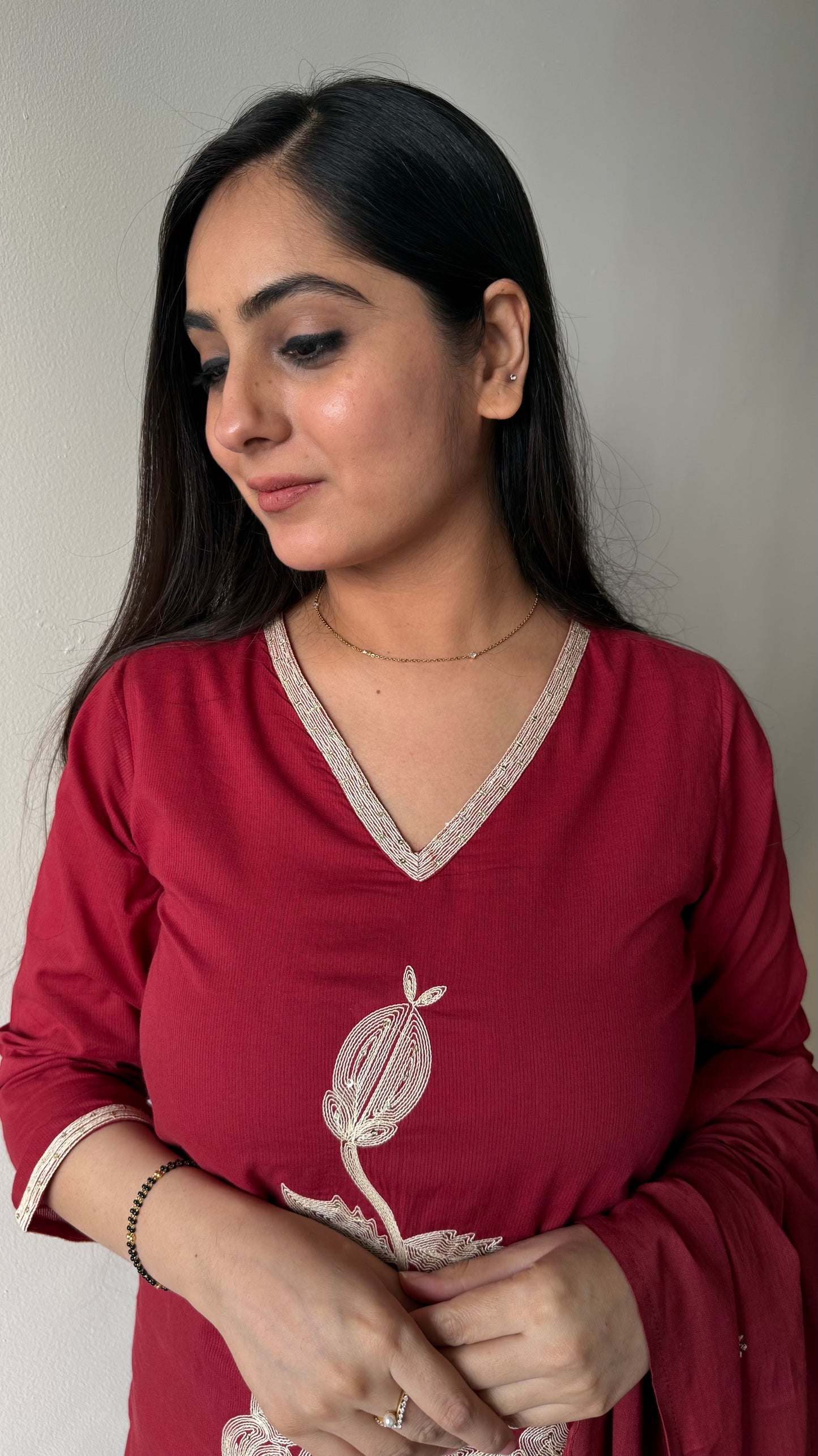 Shruti Maroon Cotton Suit