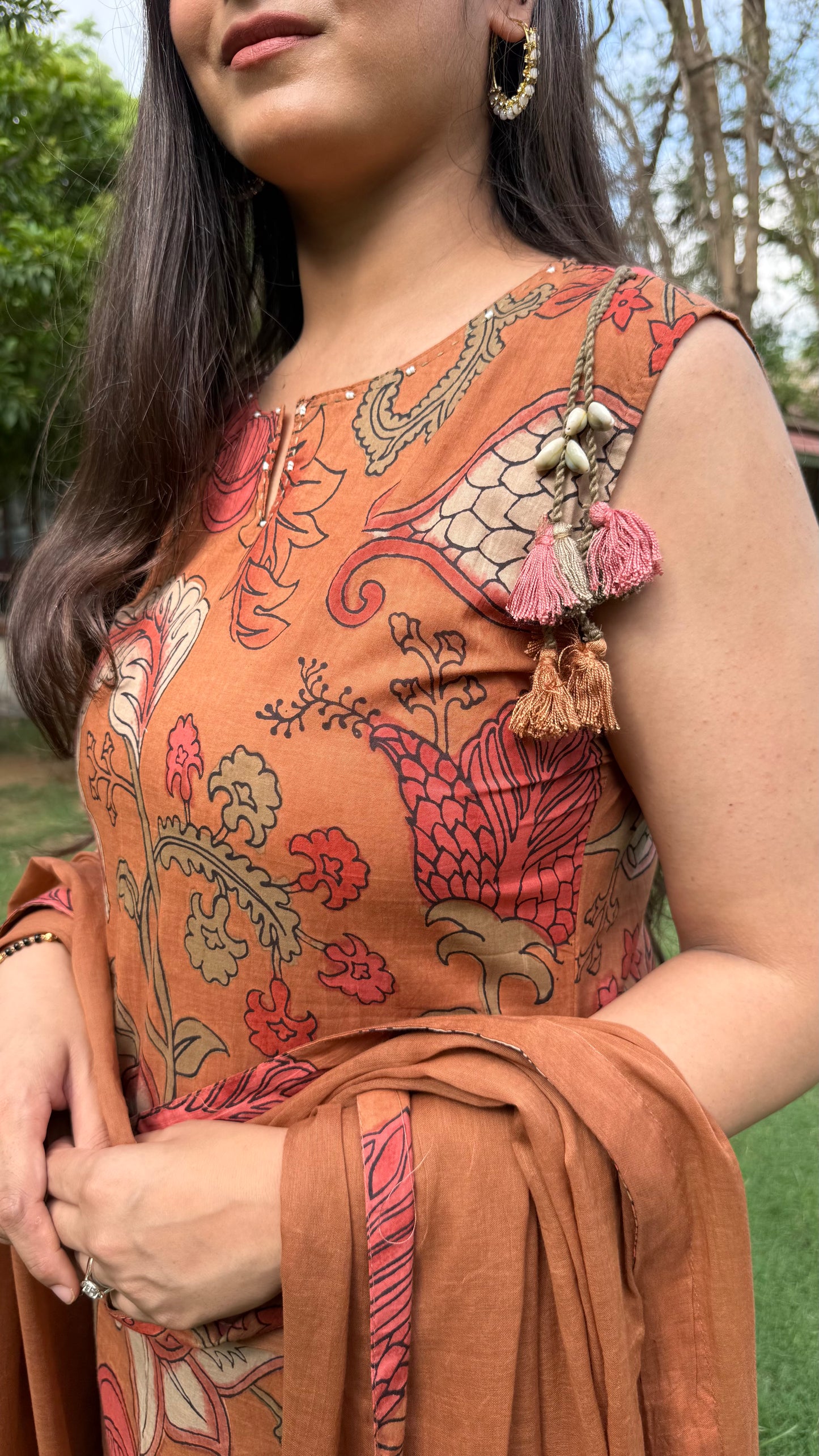 Rust Floral Kalamkari Suit Set