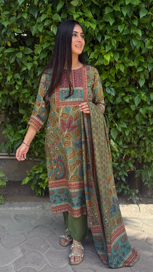 Aria Green Floral Print Suit