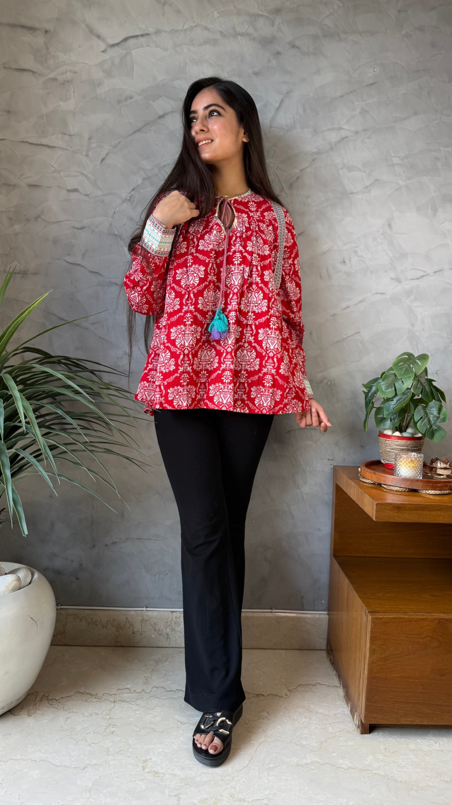 Ruchi Red Balloon Fit Top