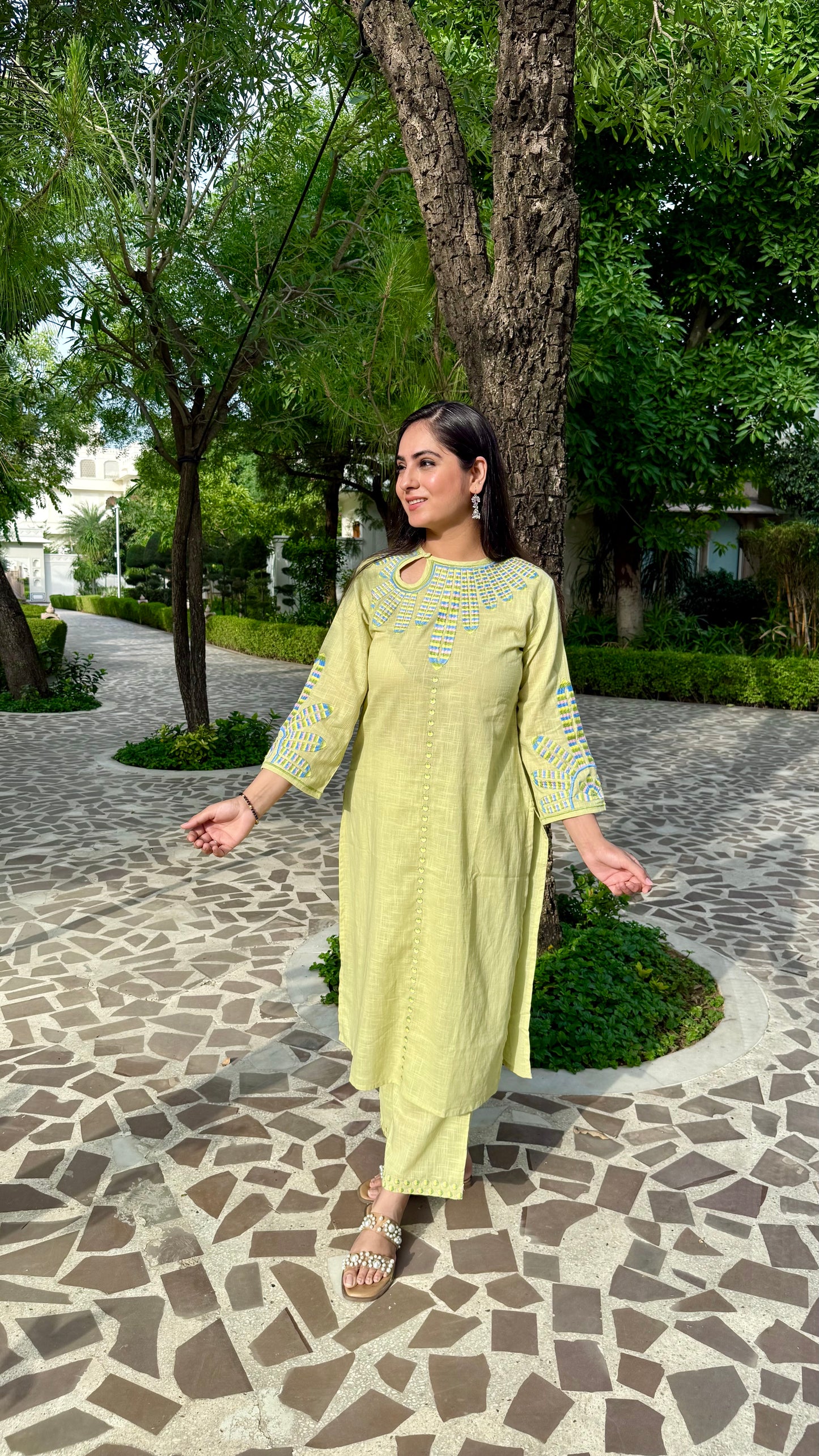 Pastel Bloom Embroidered Kurta Set