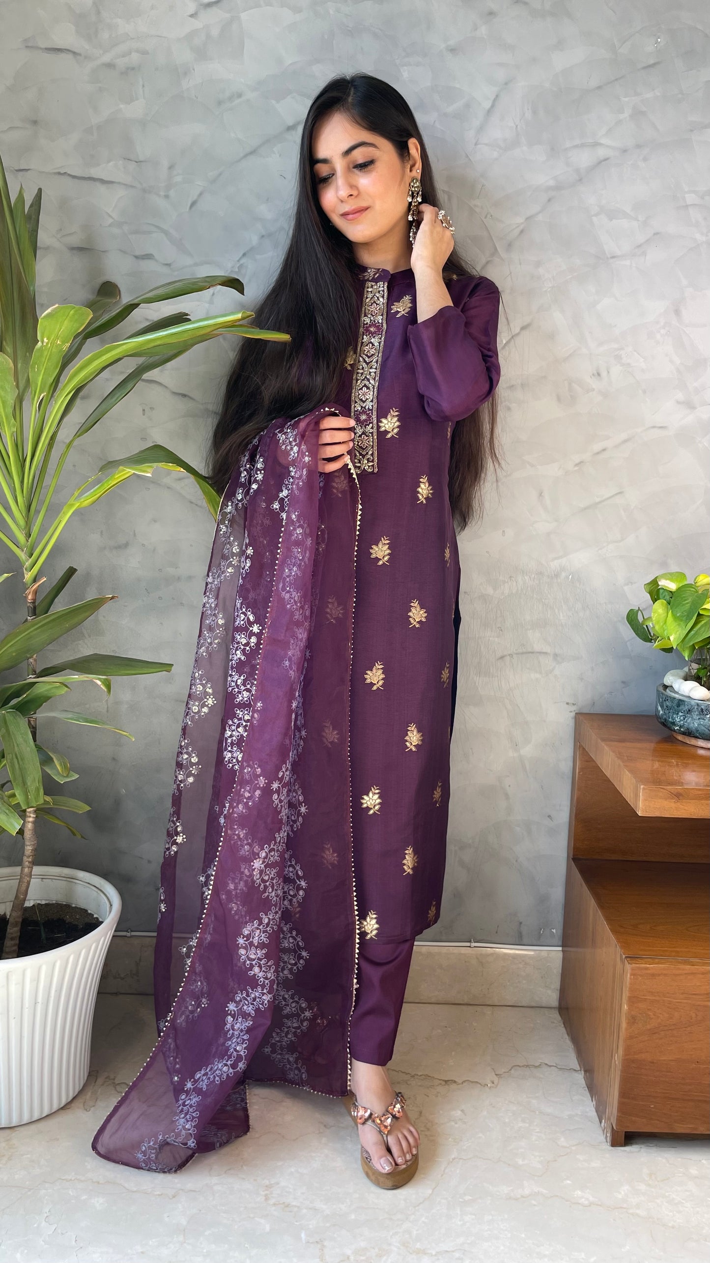 Payal Wine Silk Suit