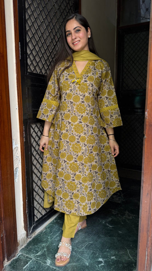 Shashi Mustard A- Line Suit