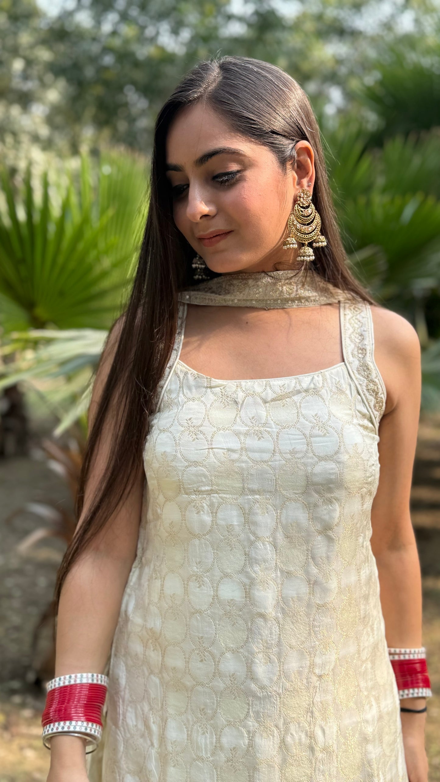 Cream Embroidered Suit
