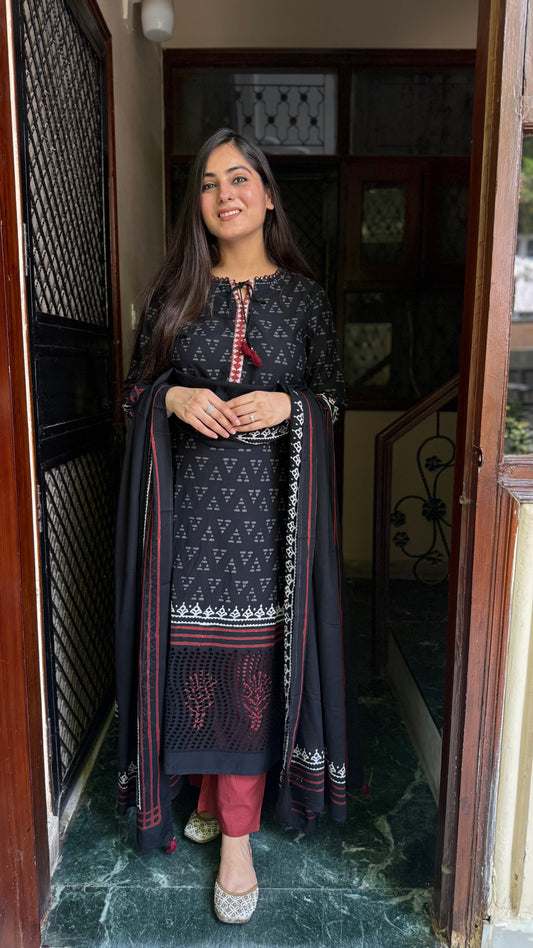 Rehmat Black Schiffli Suit