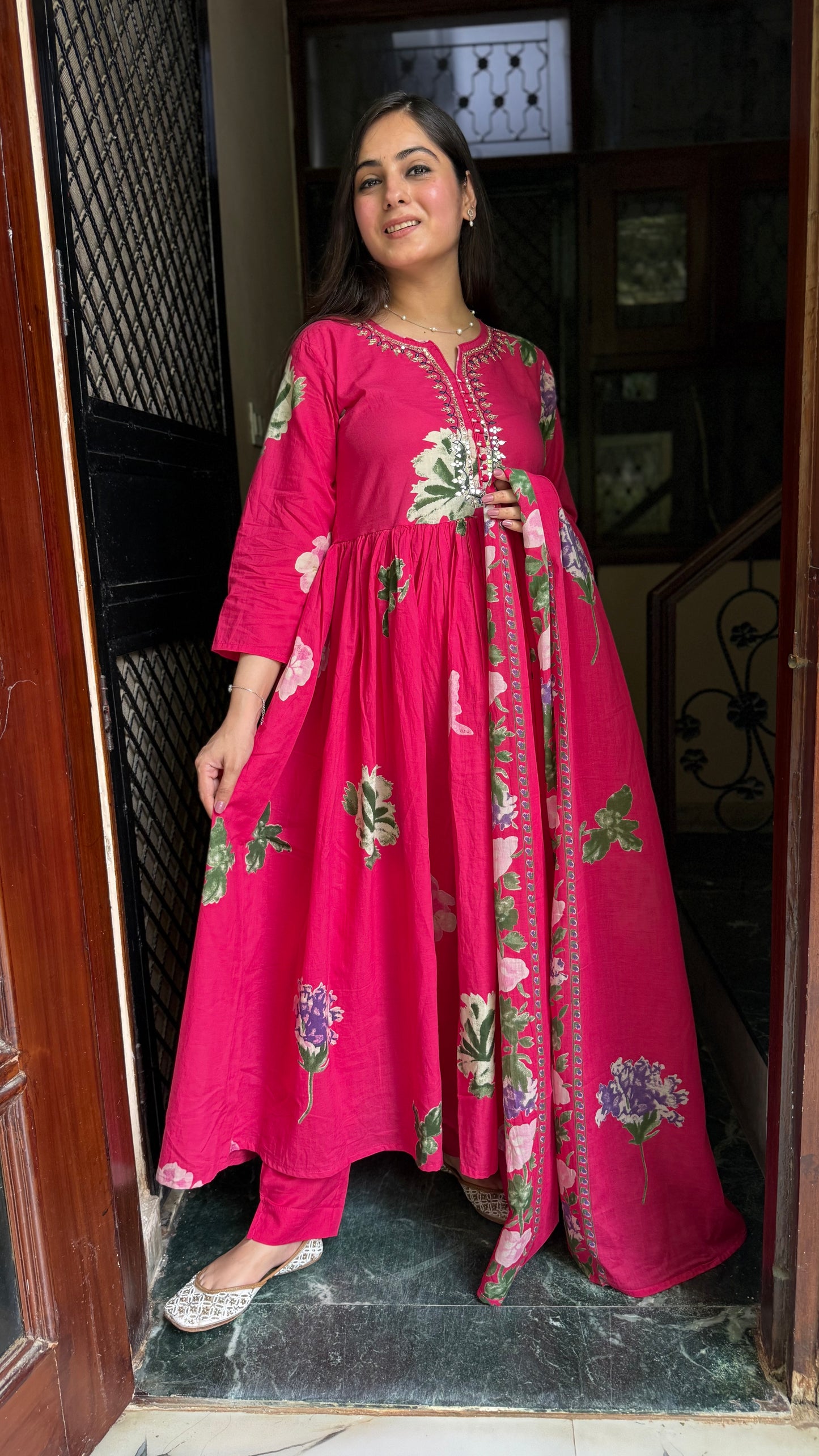 Veena Pink Flared Suit