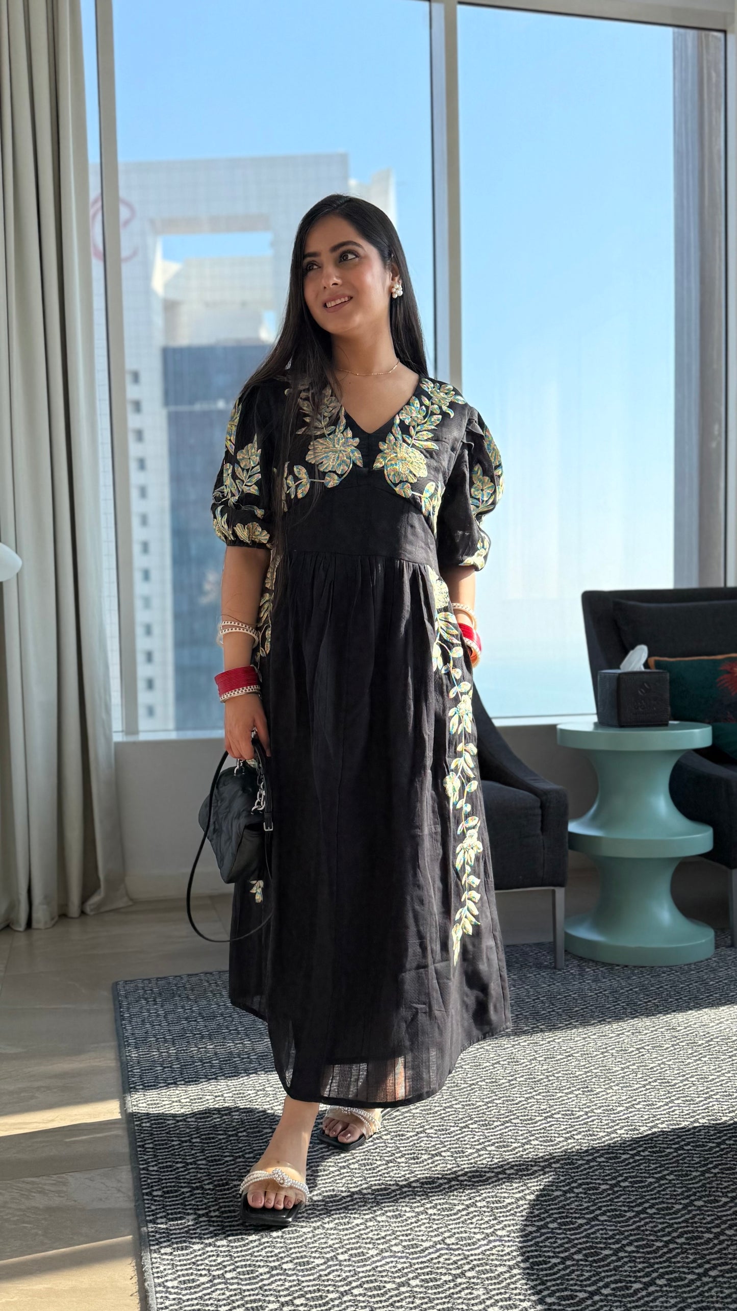 Black Embroidered Dress